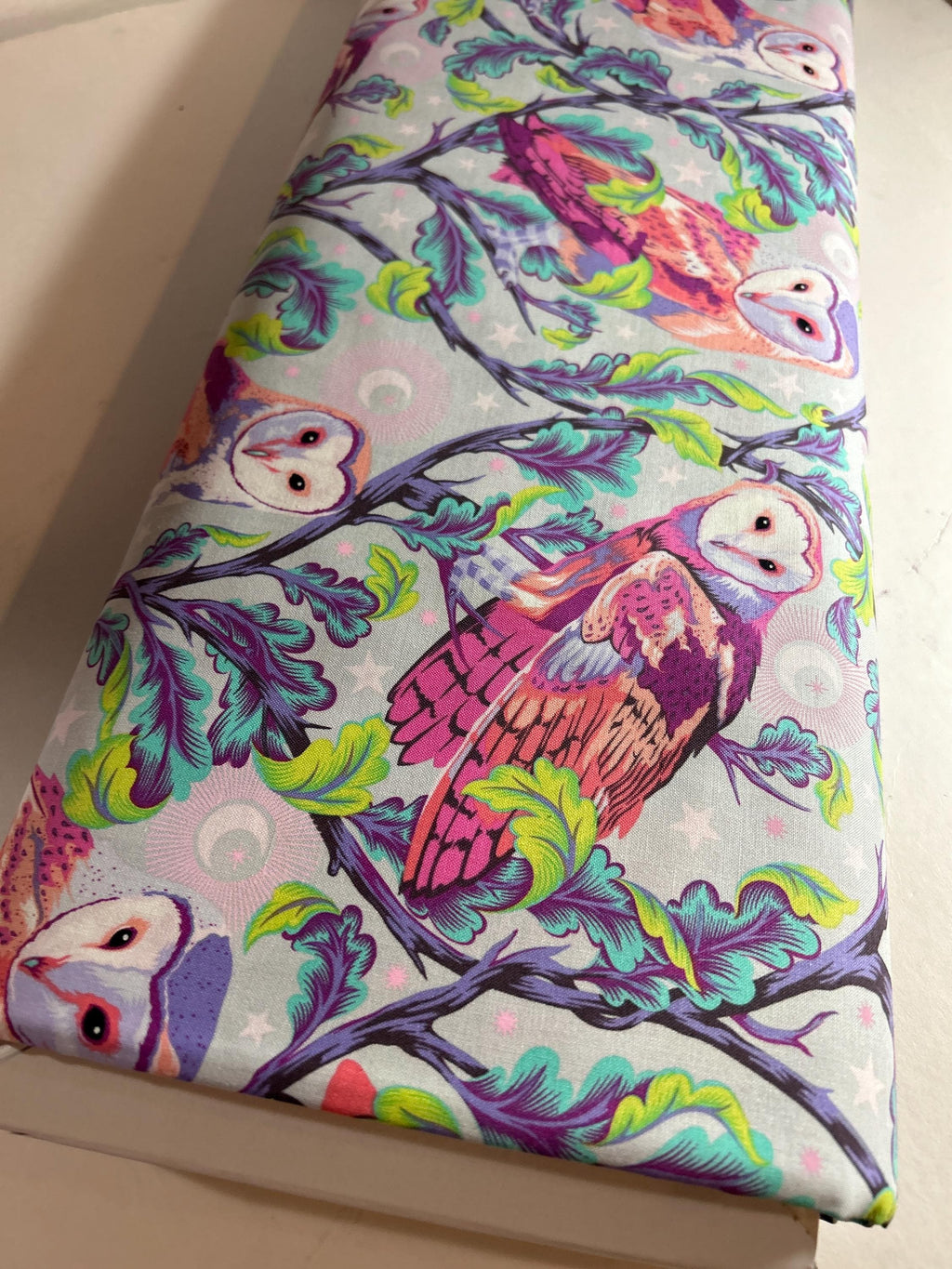 Retired Tula Pink Fabric MOON GARDEN PWTP197 Night Owl in Dusk - FreeSpirit - Barn Owl -100% Quality Cotton by 1/2 Yd and Yardage