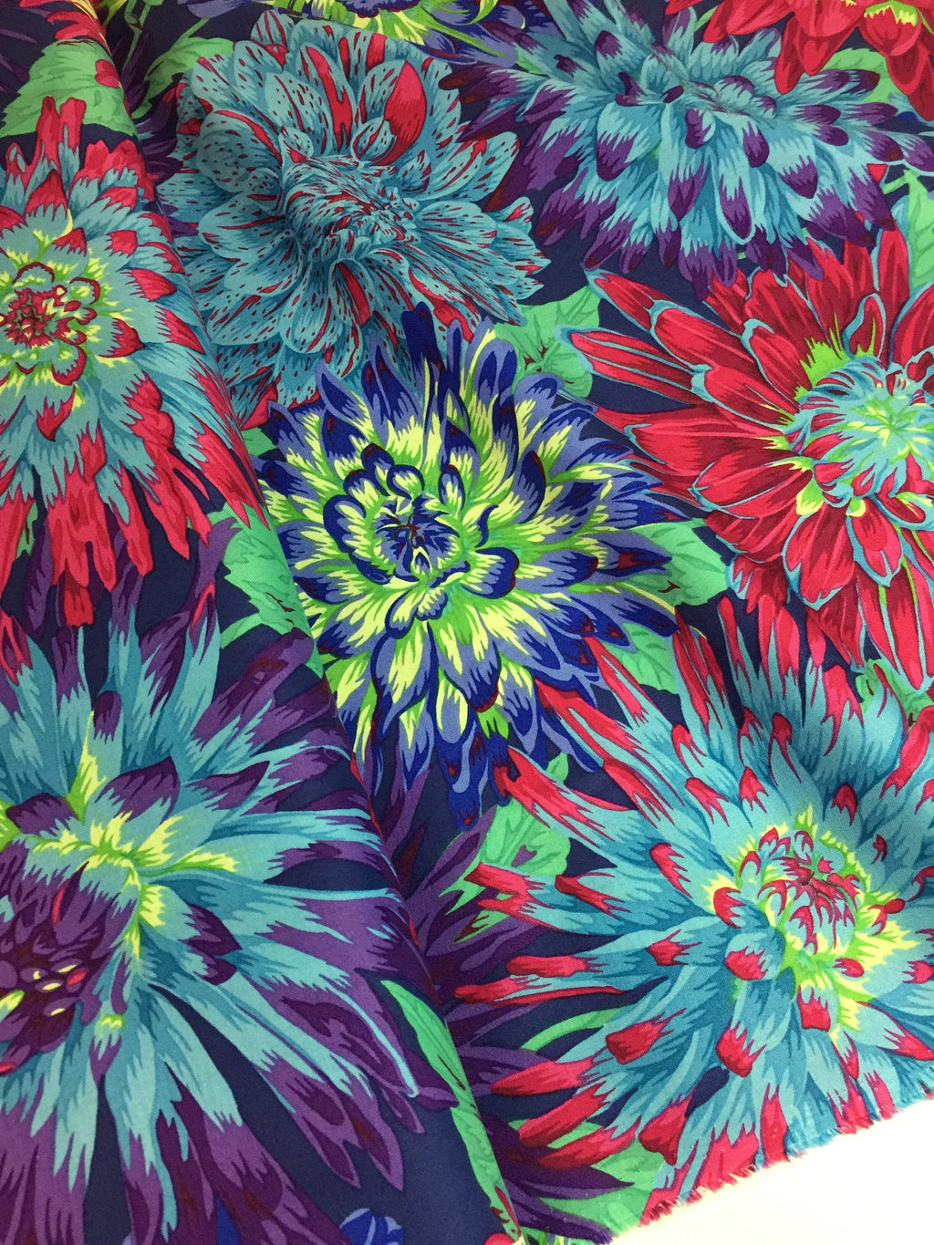 Kaffe Fassett Fabric Phillip Jacobs - Cactus Dahlia - PWPJ054.BLUEX Floral -100% Quality Cotton by the YARD