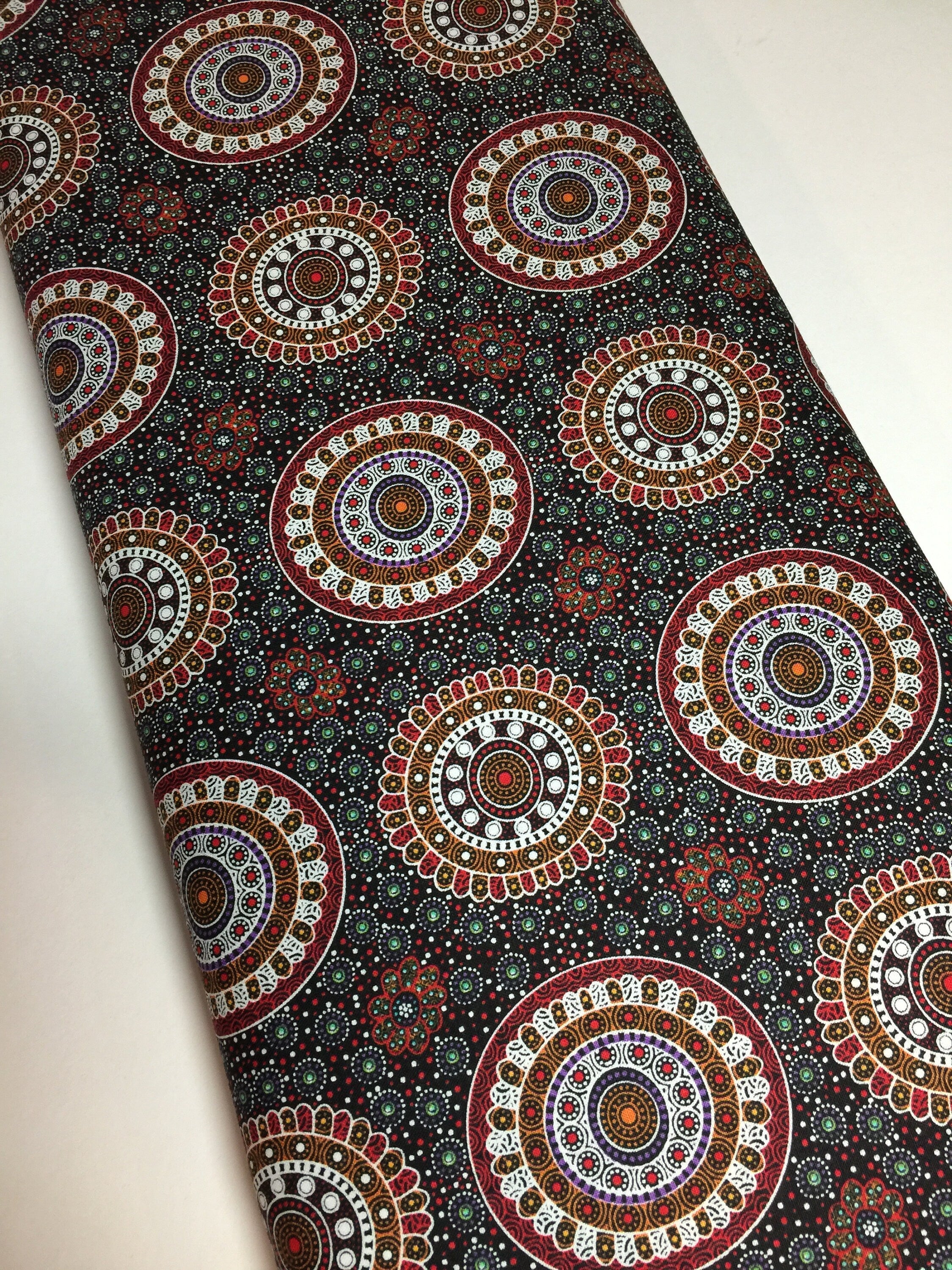 Australian Fabric - Alura Seed Dreaming in Red by M & S Textiles - Aboriginal- 100% Quality Cotton - by the Yd and Yardage