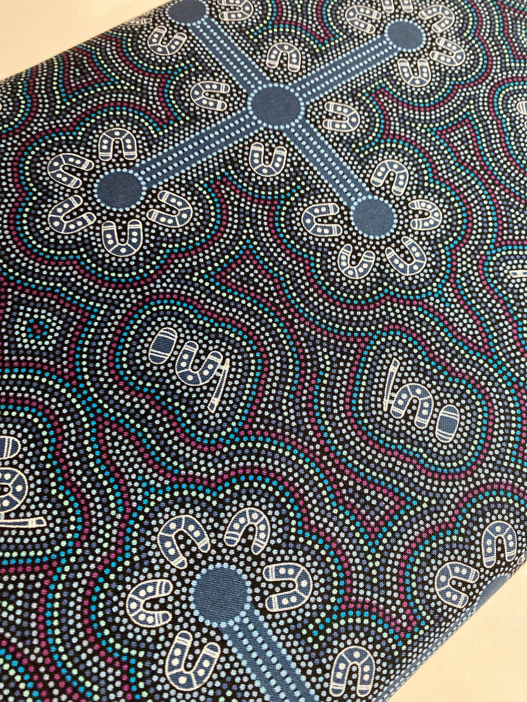 Australian Fabric - Ladies Dancing At Ceremony in Purple by Margaret Wallace - Aboriginal 100% Cotton by M&S Textiles By Yard and Yardage