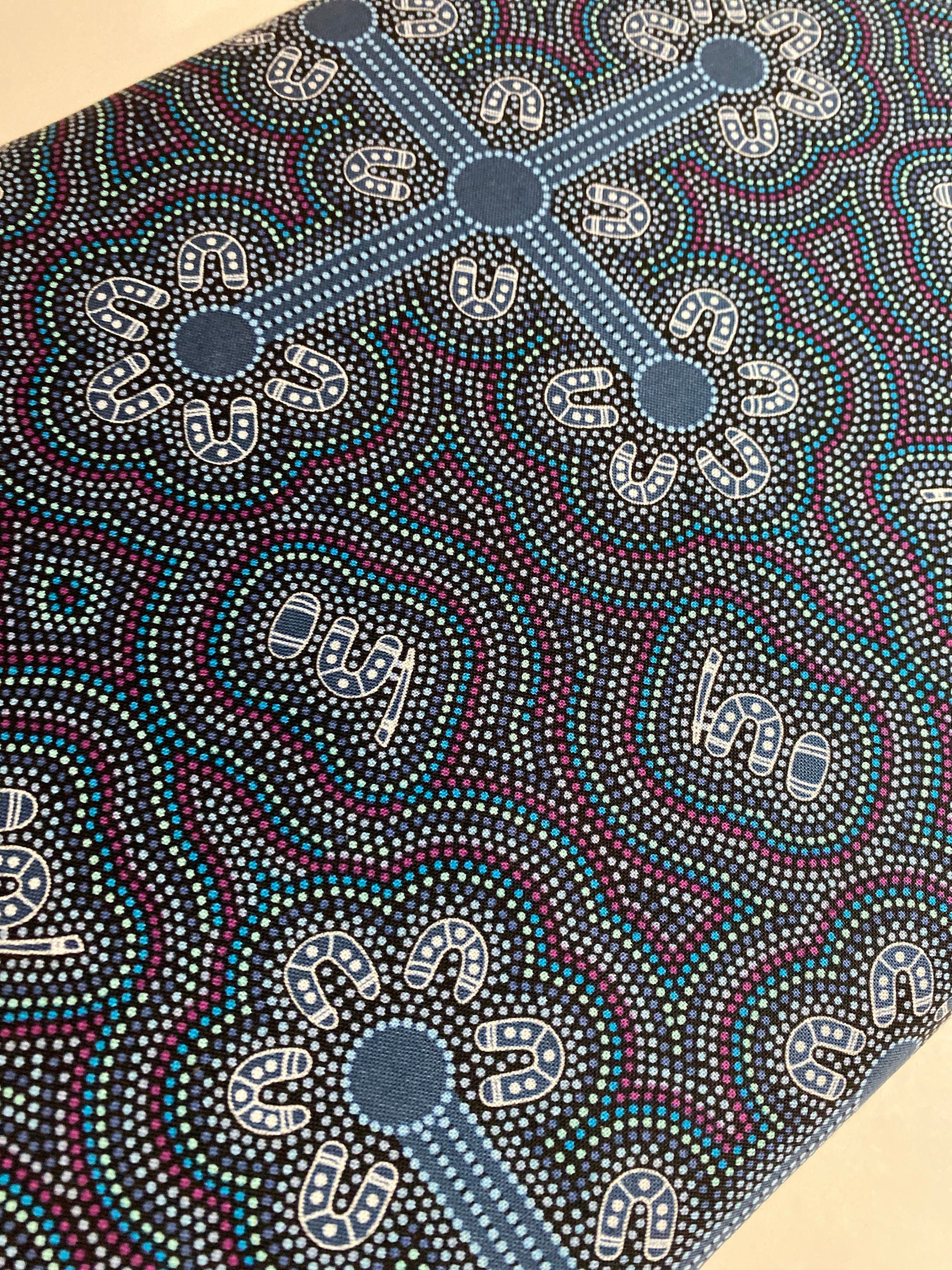 Australian Fabric - Ladies Dancing At Ceremony in Purple by Margaret Wallace - Aboriginal 100% Cotton by M&S Textiles By Yard and Yardage