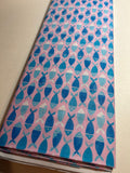 Fish Fabric Artic Swim by Katy Tinsh for Blend Fabrics 124.106.05.2 Fish School Navy on Pink  - 100% Quality Cotton 1/2 YD or Yardage