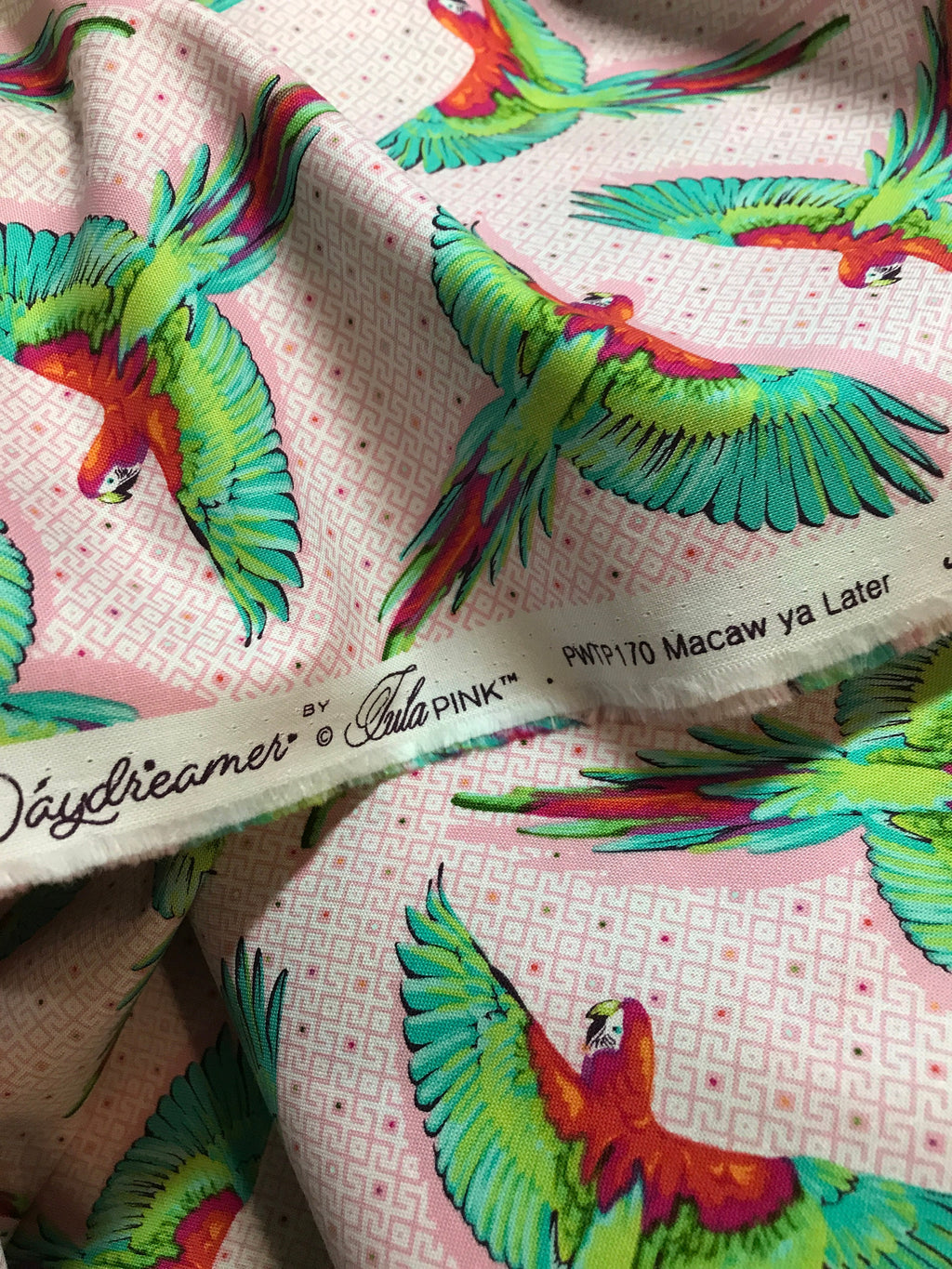 Tula Pink Fabric DAYDREAMER PWTP170 Macaw Ya Later in Dragonfruit Tula Pink Fabric - FreeSpirit - 100% Quality Cotton by 1/2 Yd and Yardage