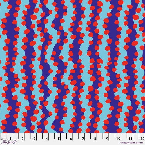 Kaffe Fassett Fabric- Bubble Stripe  BLUE PWBM082.BLUE August 2022 by FreeSpirit - 100%  Quality Cotton - YARDAGE