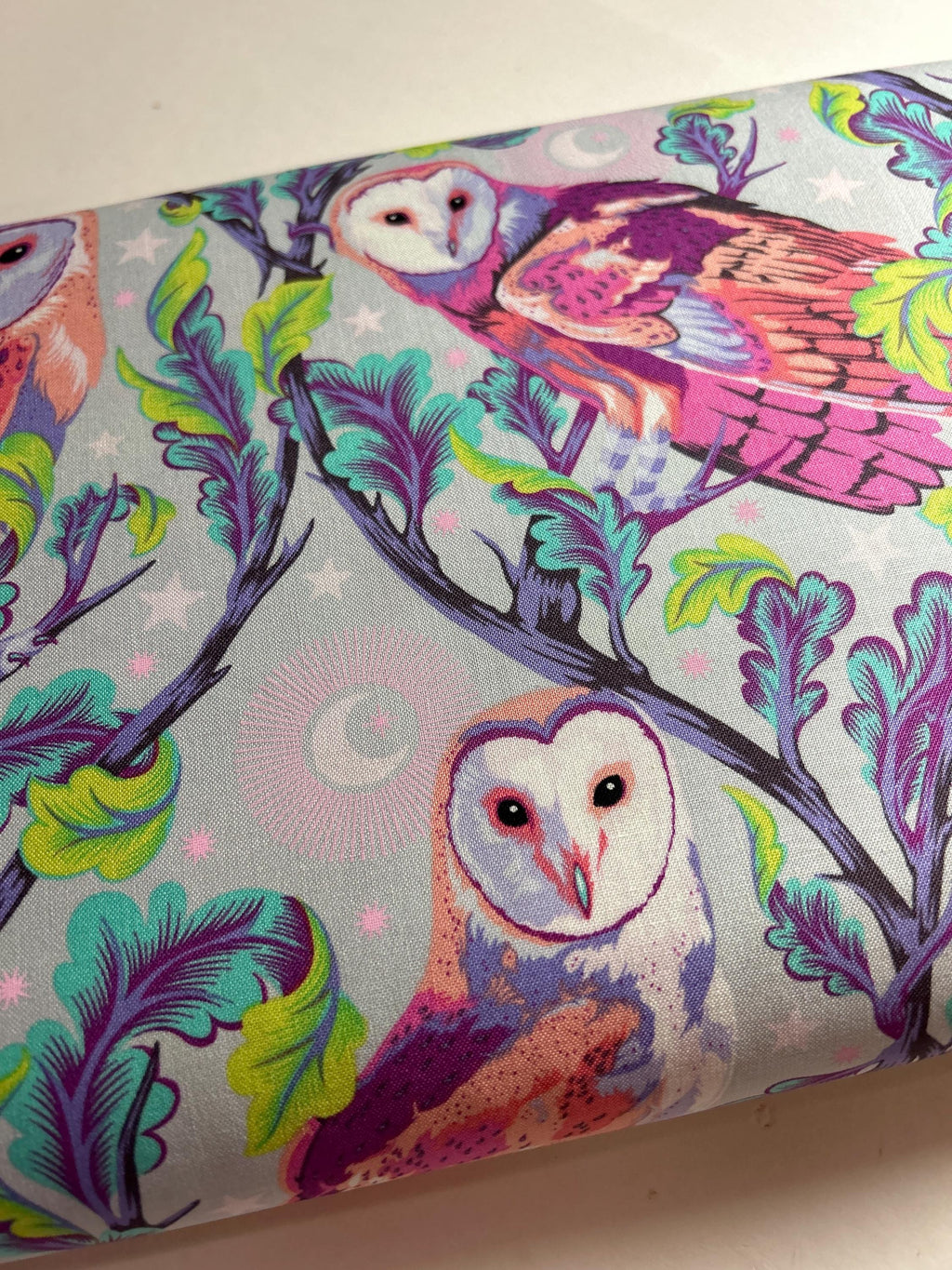 Retired Tula Pink Fabric MOON GARDEN PWTP197 Night Owl in Dusk - FreeSpirit - Barn Owl -100% Quality Cotton by 1/2 Yd and Yardage