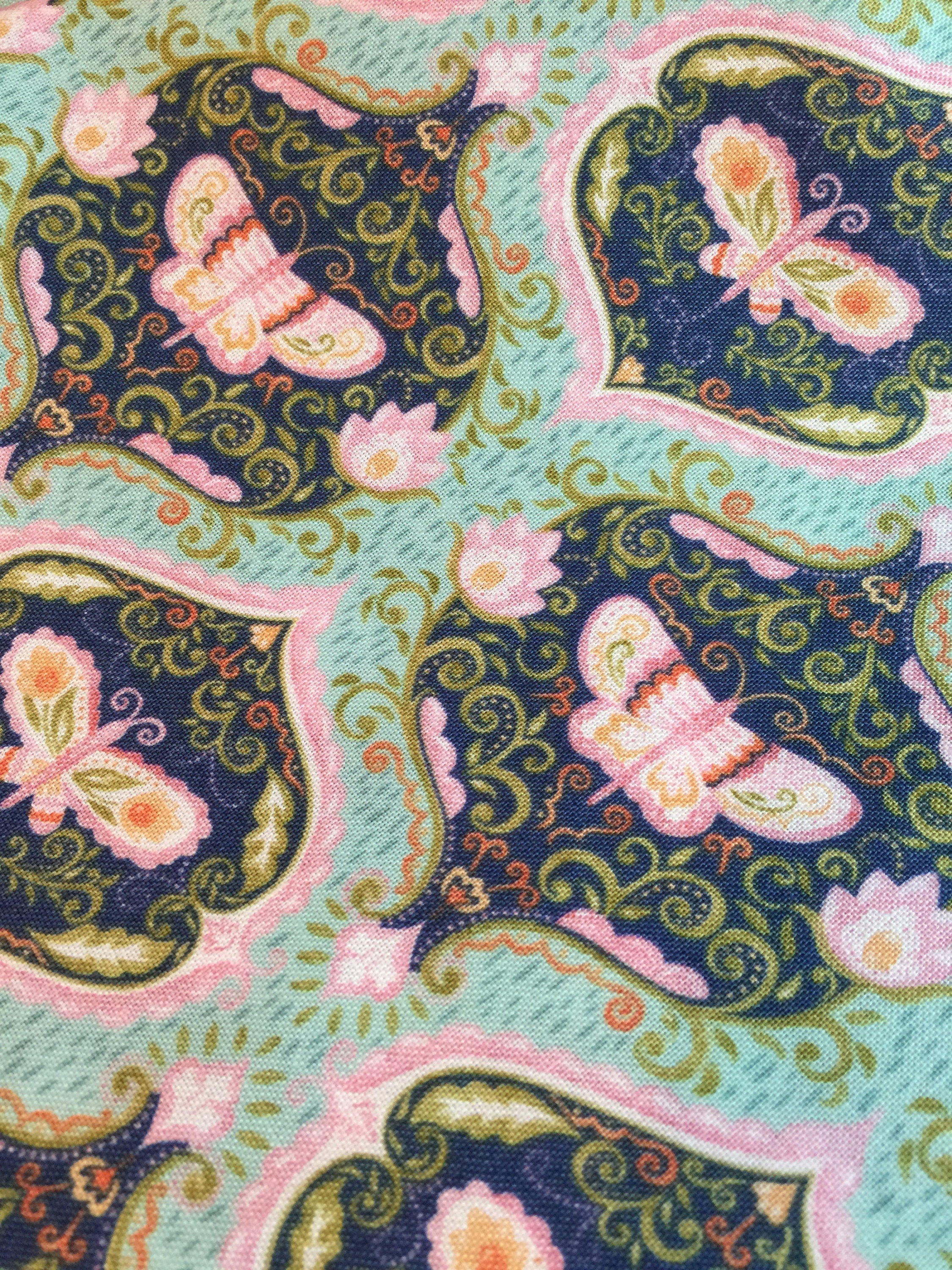 Moth Cameo Fabric Wings in Aqua - A Meadows Tale by Ana Davis-Blend Fabrics Moth Butterfly 113.114.03.2 Cameo F1004-100% Quality Cotton
