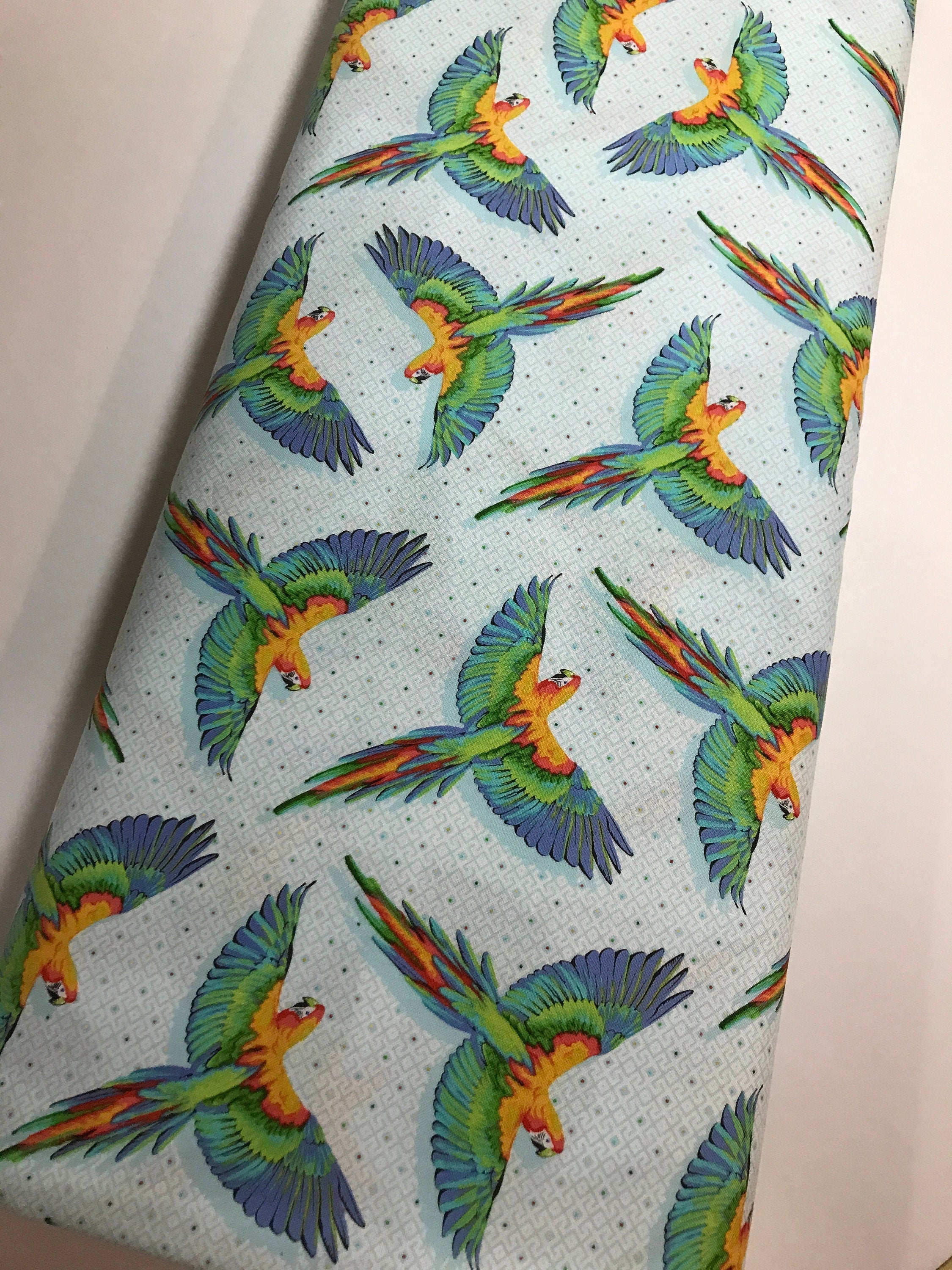 Tula Pink Fabric DAYDREAMER PWTP170 Macaw Ya Later in Cloud Tula Pink Fabric - FreeSpirit - 100% Quality Cotton by 1/2 Yd and Yardage