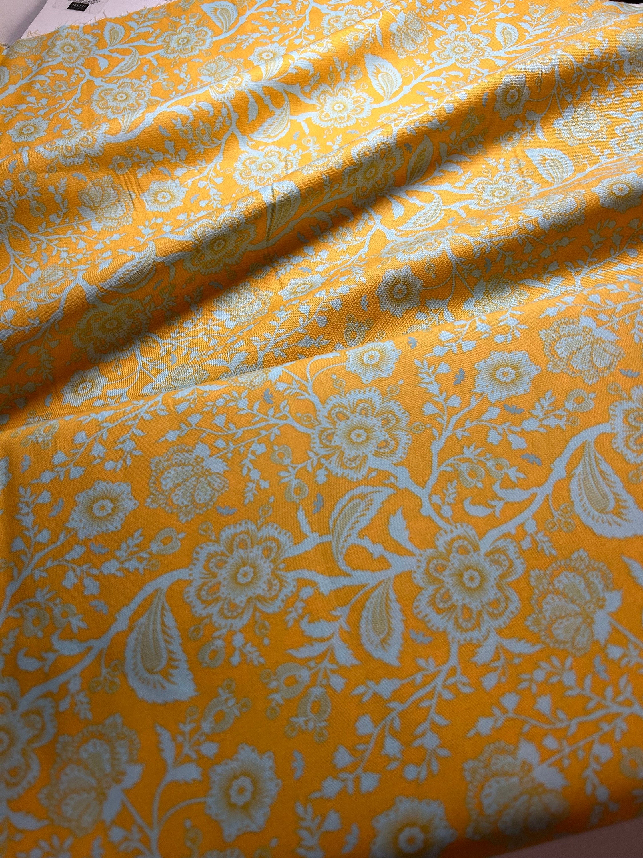 Tula Pink Fabric PINKERVILLE - Delight in Frolic Yellow PWTP132 -100% Quality Cotton by the Yard and Yardage