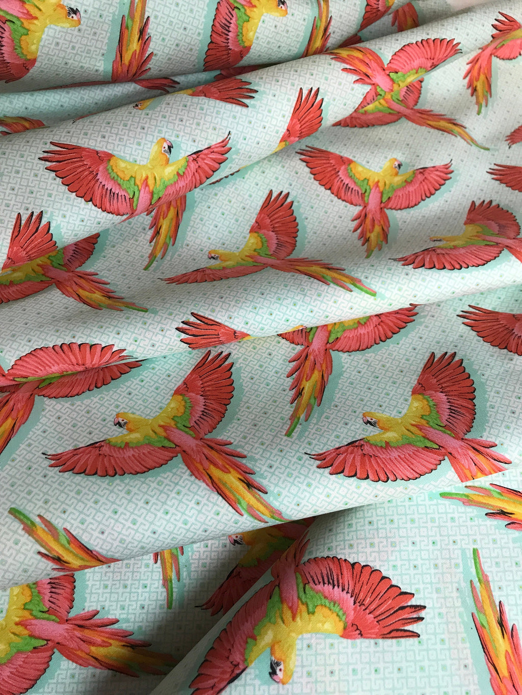 Tula Pink Fabric DAYDREAMER PWTP170 Macaw Ya Later in Mango Tula Pink Fabric - FreeSpirit - 100% Quality Cotton by 1/2 Yd and Yardage