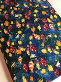 Coral Clown Fishies Fabric - Angel Fish -The Reef - FISHIES in Dark Blue by Oasis - Beach OA593831 -100% Quality Cotton - by Yard and Yardage