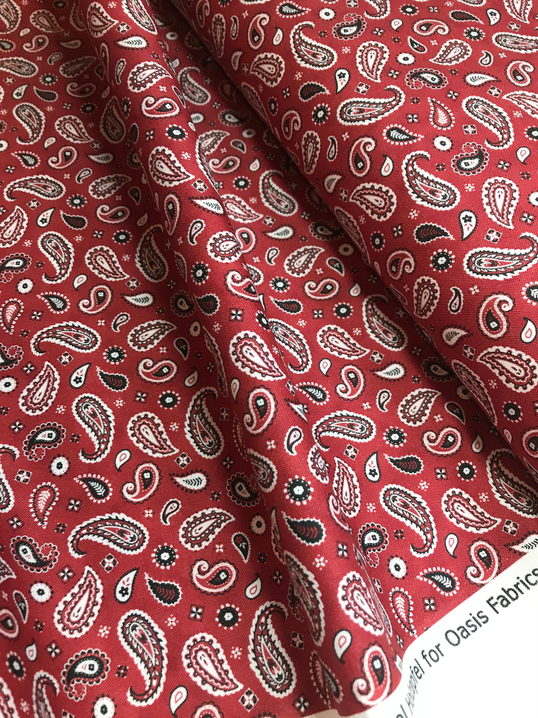 Cowgirl Spirit Fabric - Bandana Paisley - Dark Red by Oasis Western Country West  -100% Quality Cotton - by Yd and Yardage