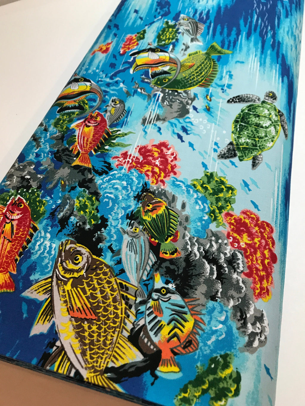 Beach Fabric Paradise Reef in AQUA - by Hoffman  - Fish Turtle Ocean - 100% Quality Cotton Rare by 1/4 Yd and Yardage