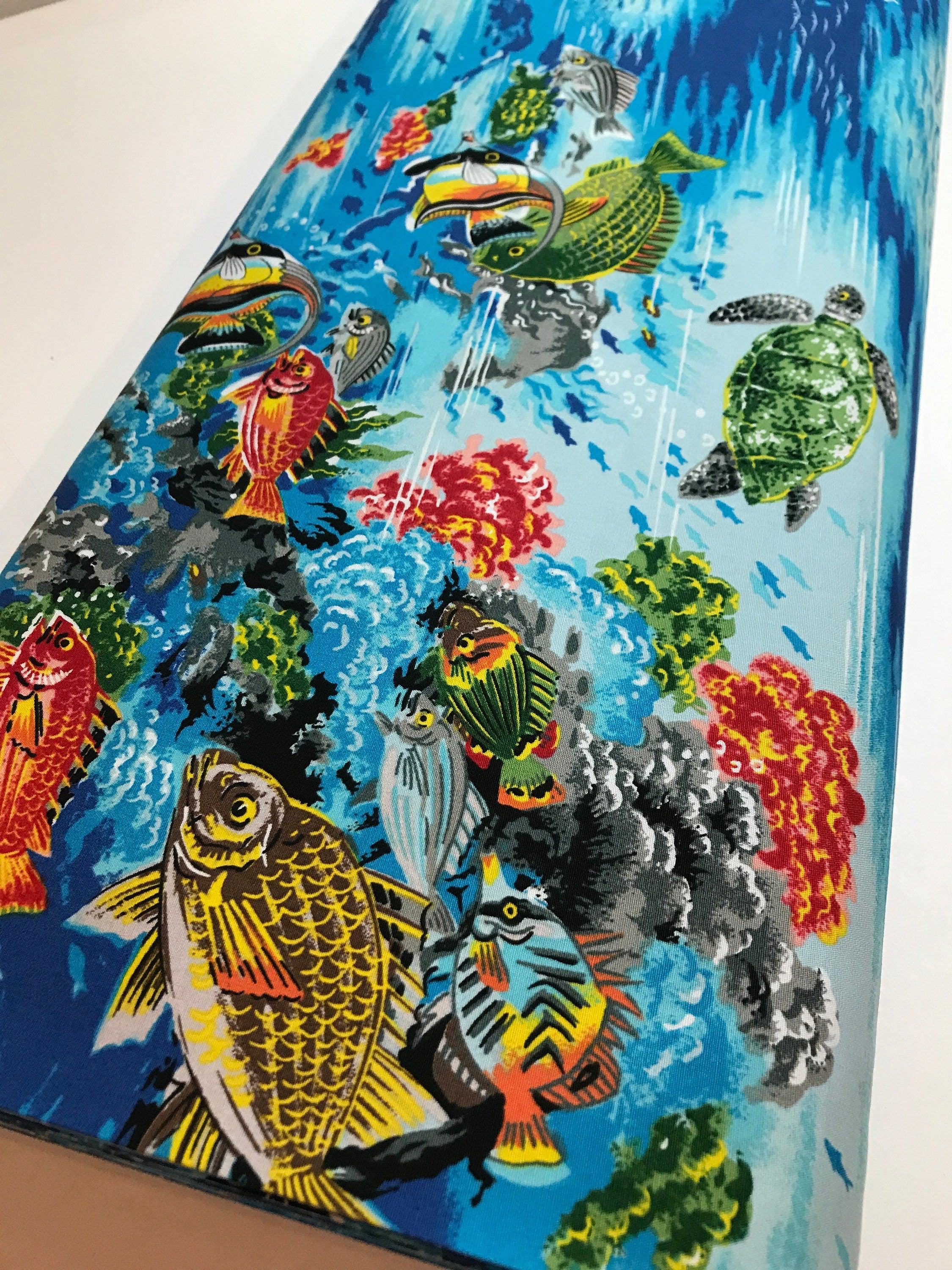Beach Fabric Paradise Reef in AQUA - by Hoffman  - Fish Turtle Ocean - 100% Quality Cotton Rare by 1/4 Yd and Yardage