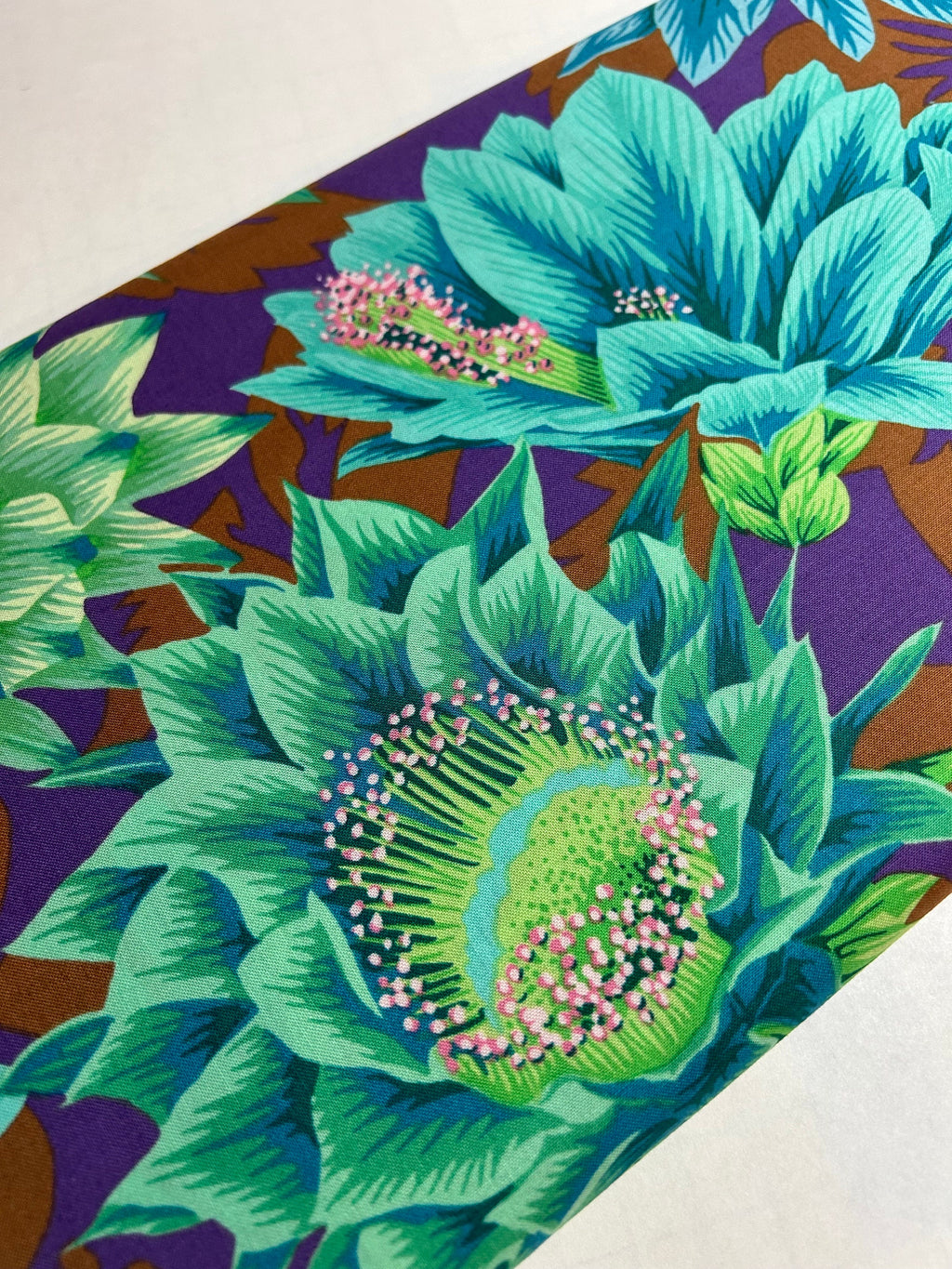 Kaffe Fassett Fabric- Cactus Flower PWPJ096.EMERALD Spring Collective 2021 by FreeSpirit - 100%  Quality Cotton - by 1/2 Yard