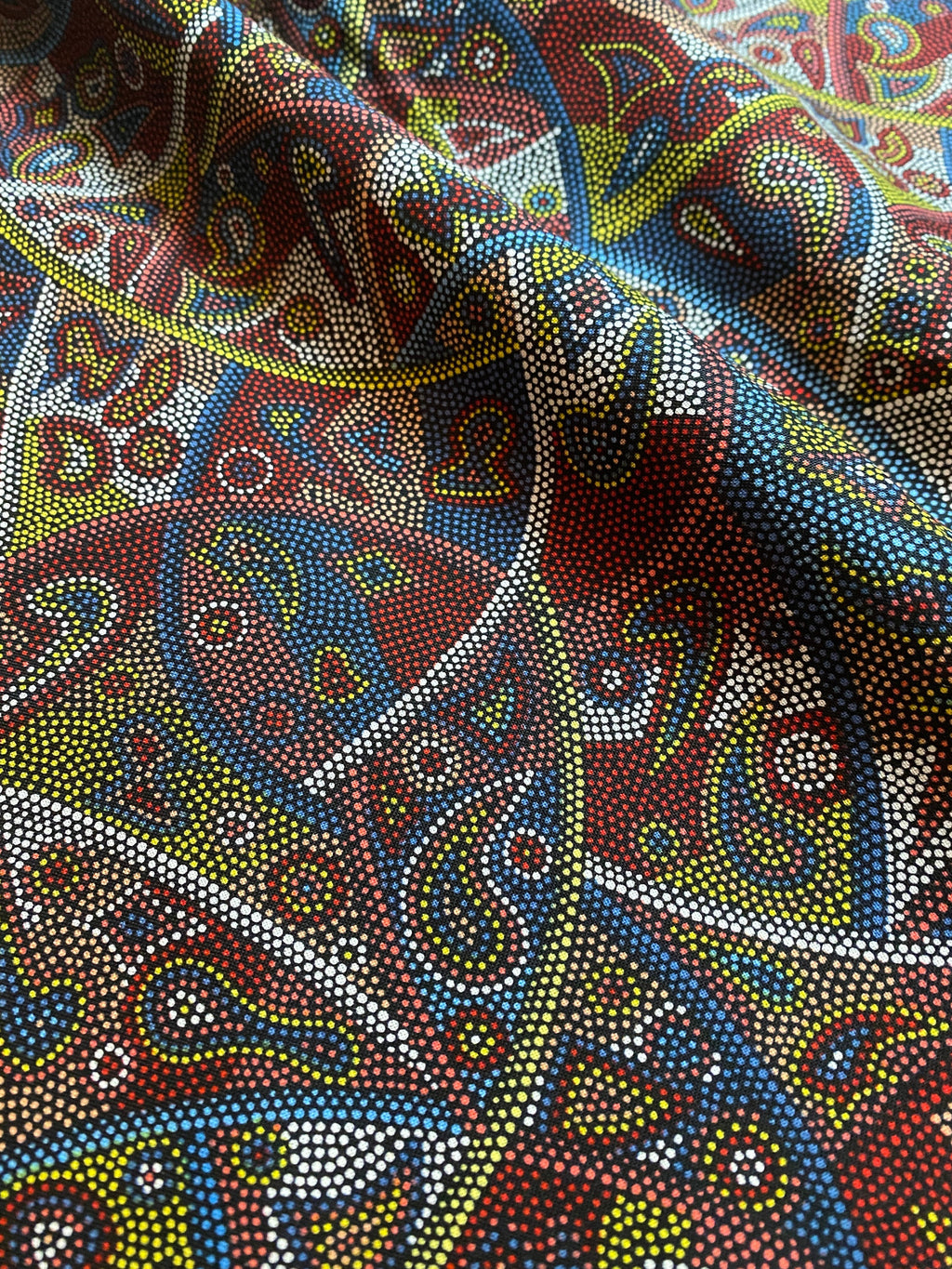 Australian Fabric - Looking Around in Red by Greg Matthews - Aboriginal Ethnic 100% Quality Cotton by M&S Textiles by Yard and Yardage