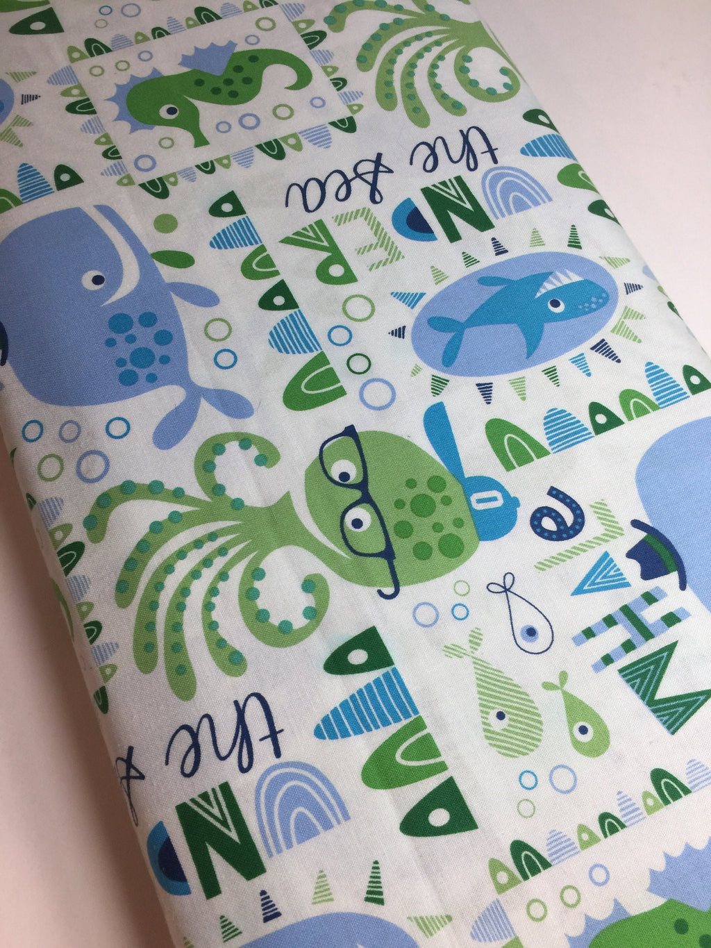 Whale Fabric - Whale Shark Beach for Kids Deborah Edwards - Northcott Pattern 21271  - 100% Quality Cotton by 1/2 Yd and Yardage