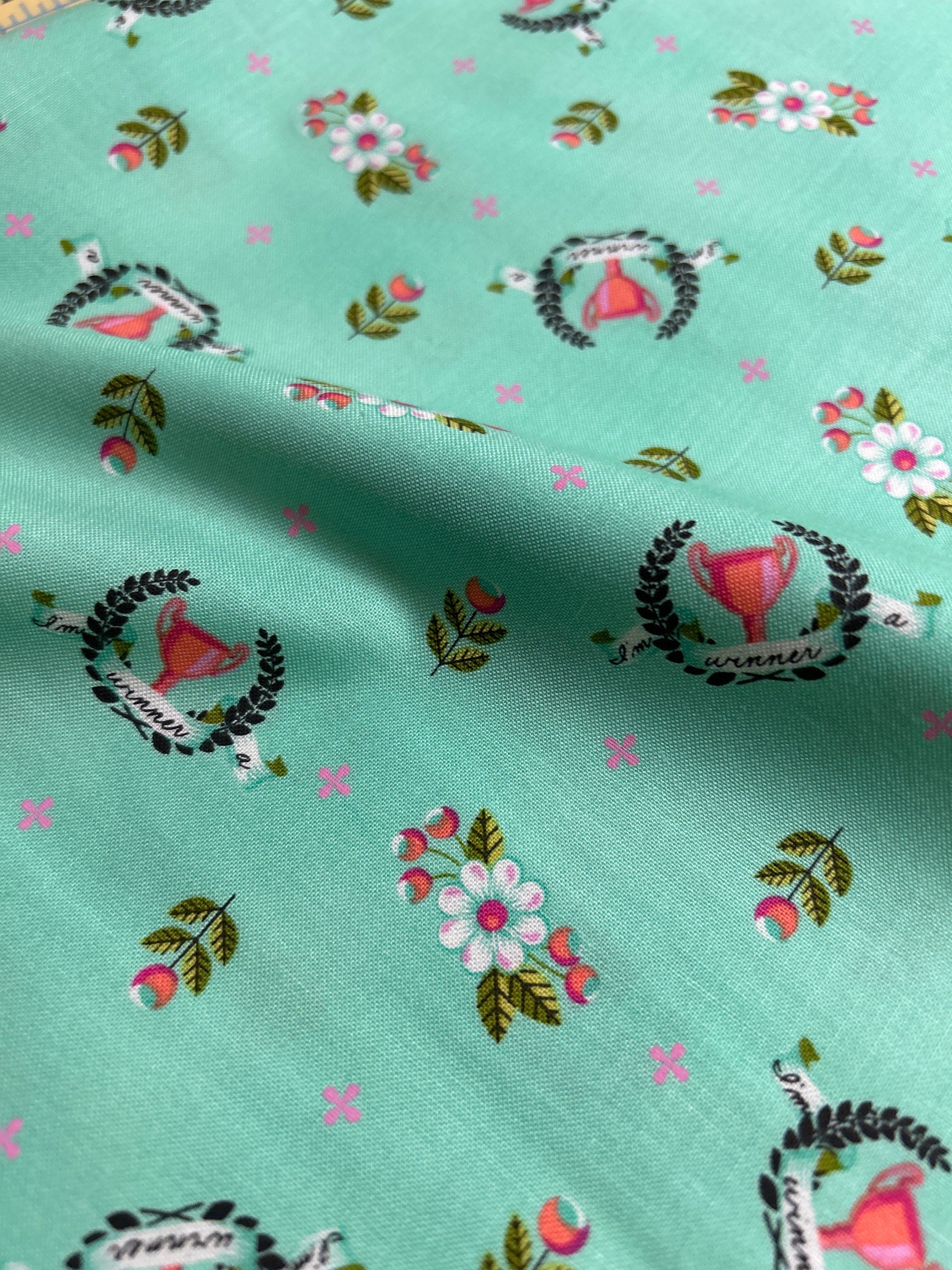 Tula Pink Fabric Slow and Steady - Winners Circle in Strawberry Kiwi- PWTP 089  -100% Quality Cotton by Yard up to Yardage - Rare and OOP