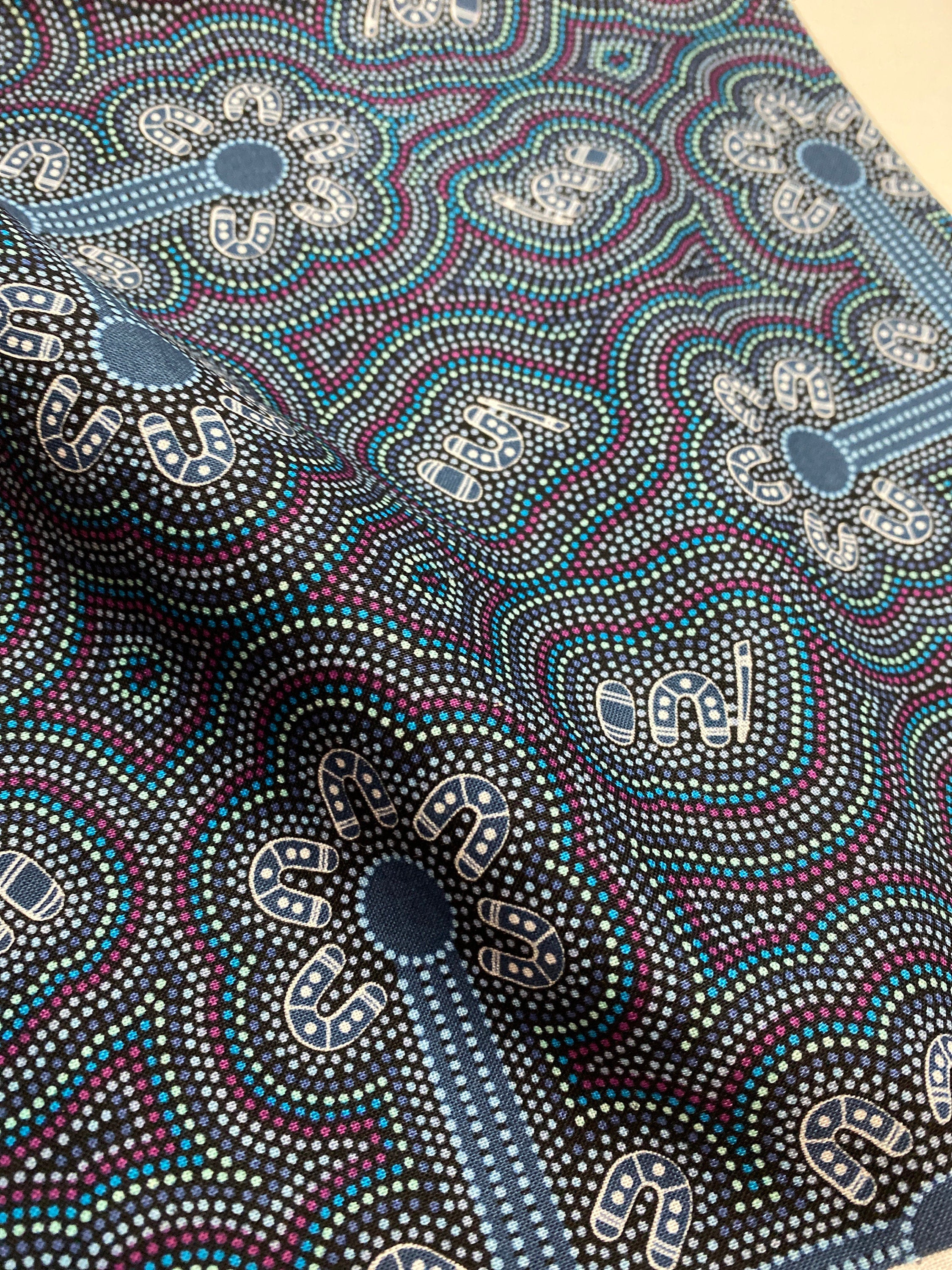 Australian Fabric - Ladies Dancing At Ceremony in Purple by Margaret Wallace - Aboriginal 100% Cotton by M&S Textiles By Yard and Yardage