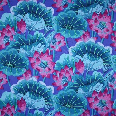 Kaffe Fassett Fabric - Lake Blossoms BLUE Kaffe Fassett Collective 100% Quality Cotton by FreeSpirit Fabrics by 1/2 Yard and Yardage