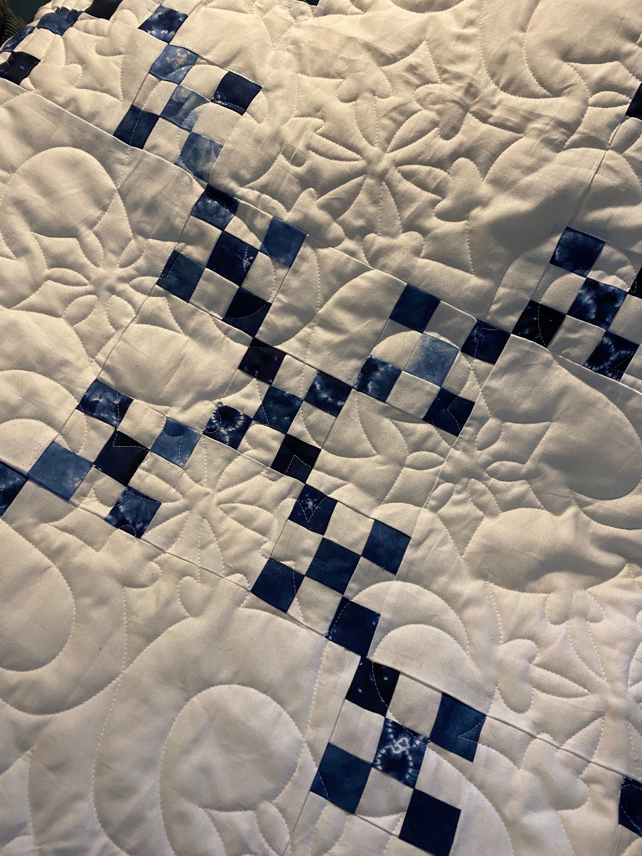 New! Shibori Irish Chain Heirloom Quilt  - Classic Quilt FINISHED -Fabric by Debbie Maddy Moda Fabrics - 87”x78” Quilt