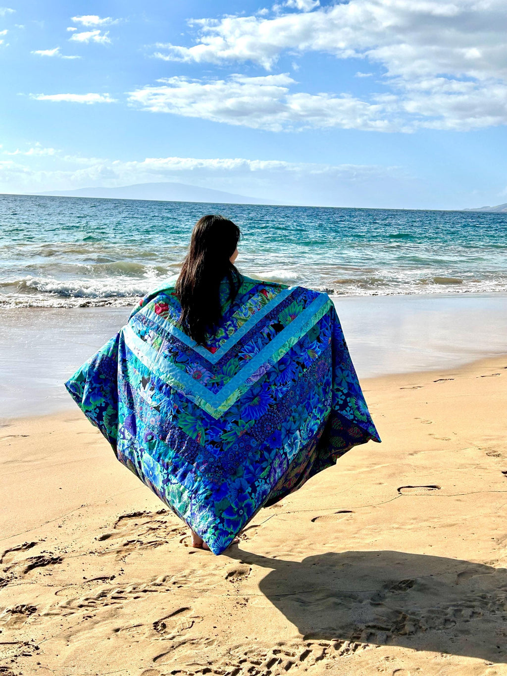 New! Quilt Kaffe Fassett - "Ocean Flower Quilt Kit™ " Log Cabin 78"x82" Hawaiian Tropical Beach  -100% Cotton or Rare Heirloom Finished Quilt