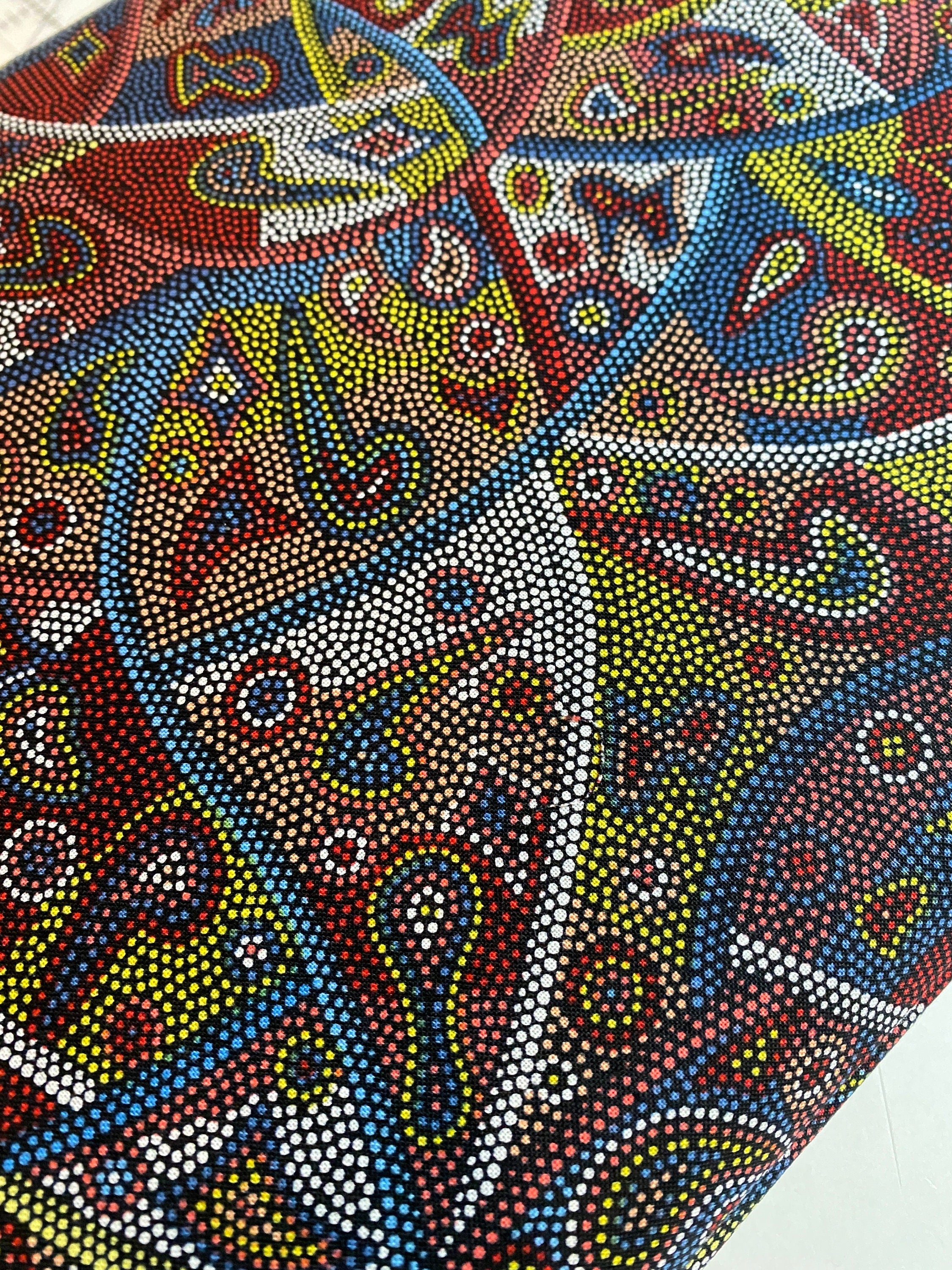 Australian Fabric - Looking Around in Red by Greg Matthews - Aboriginal Ethnic 100% Quality Cotton by M&S Textiles by Yard and Yardage