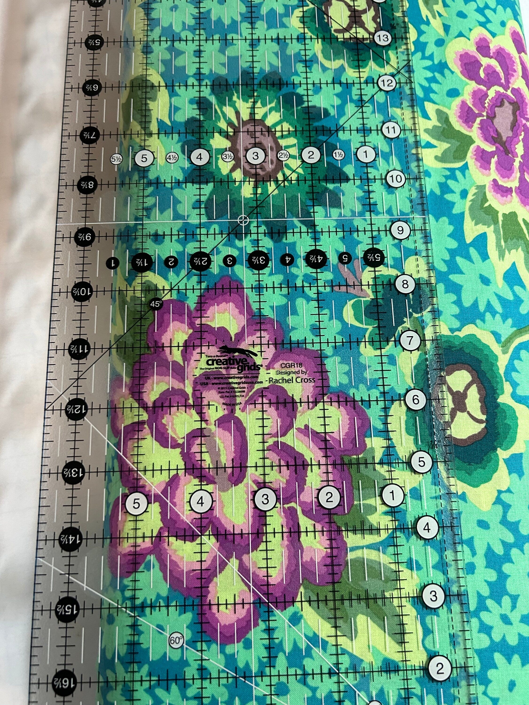 Kaffe Fassett Fabric  - Charlotte Flower in Teal  PWGP186.TEAL - 100% High Quality Cotton -By the 1/2 Yard and Yardage