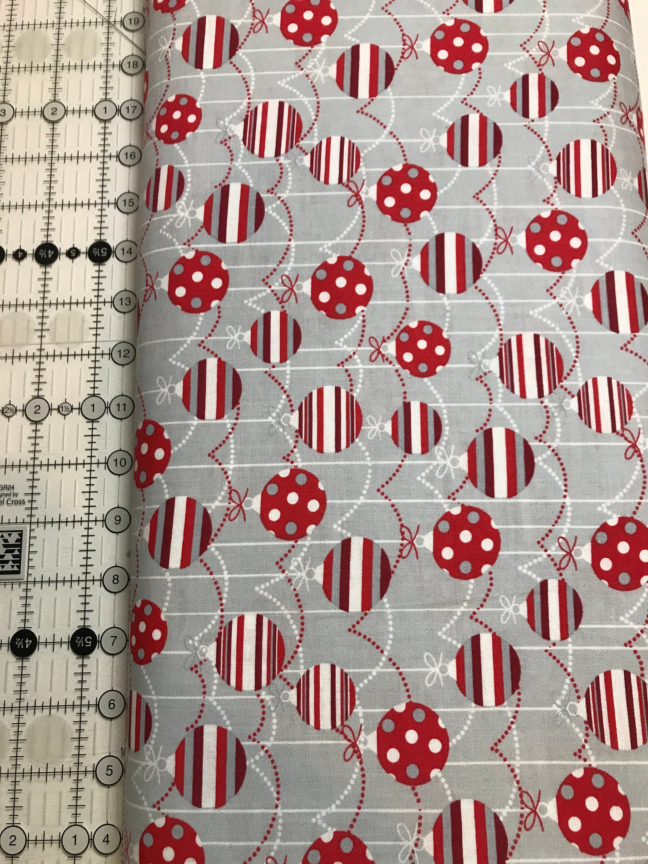Christmas Holiday Fabric Ornaments In Color 913 - by the 1/4 Yd and Yardage