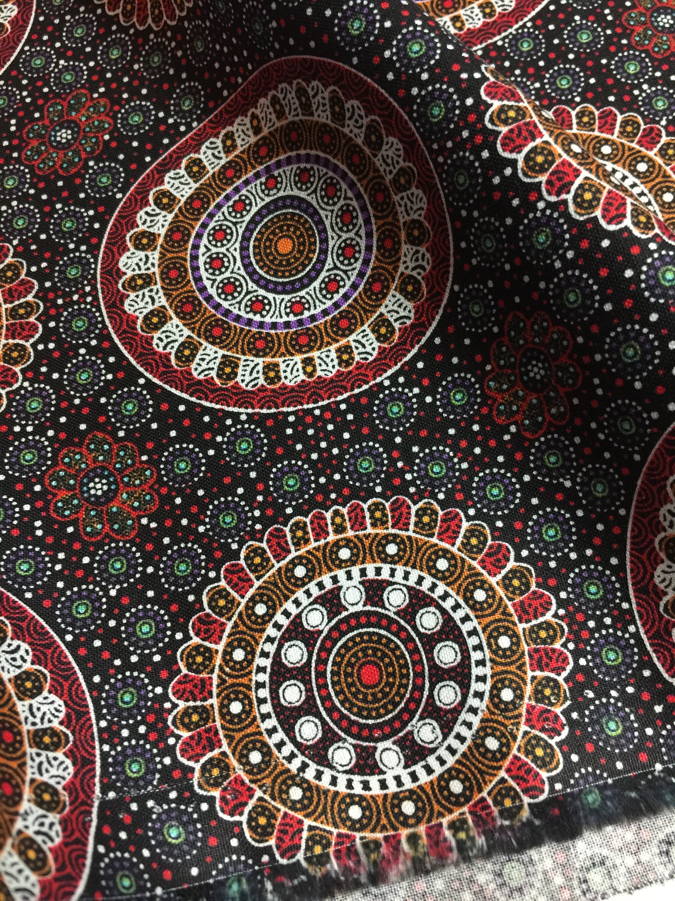 Australian Fabric - Alura Seed Dreaming in Red by M & S Textiles - Aboriginal- 100% Quality Cotton - by the Yd and Yardage