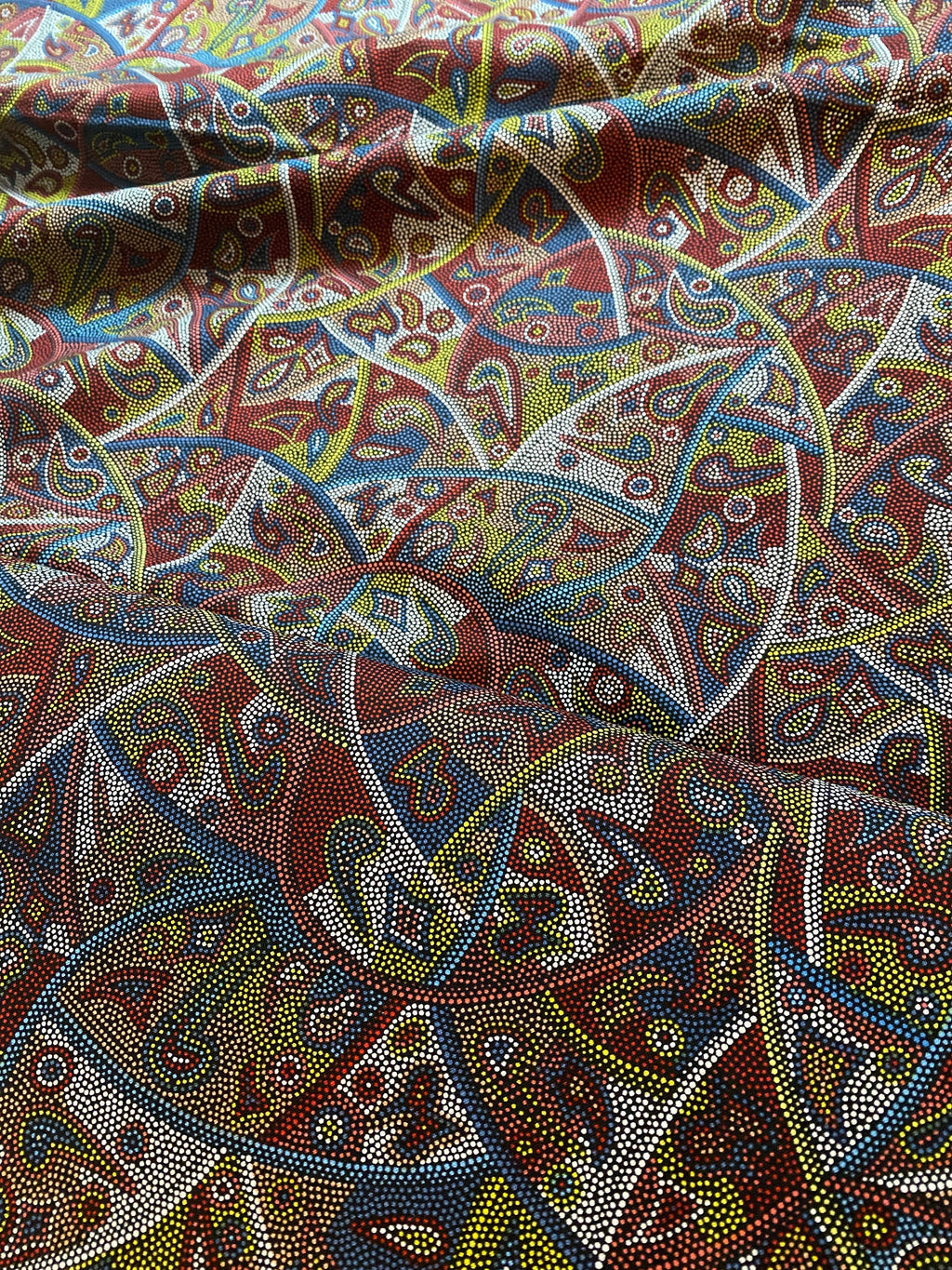 Australian Fabric - Looking Around in Red by Greg Matthews - Aboriginal Ethnic 100% Quality Cotton by M&S Textiles by Yard and Yardage