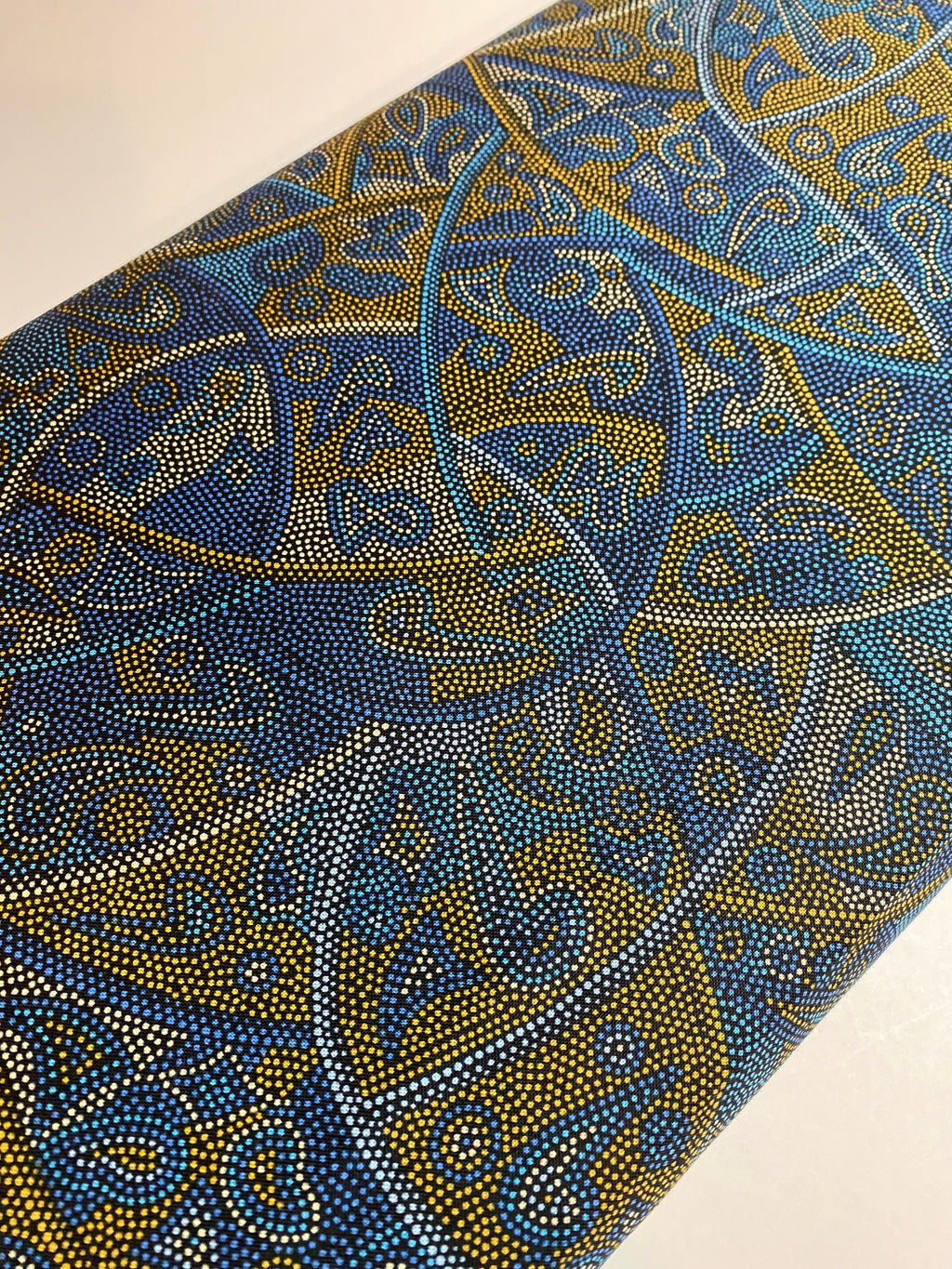 Australian Fabric - Looking Around in Blue by Greg Matthews - Aboriginal Ethnic 100% Quality Cotton by M&S Textiles by Yard and Yardage