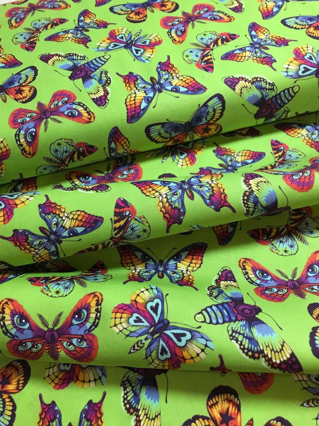 Tula Pink Fabric DAYDREAMER PWTP172 Butterfly Kisses in Avocado Tula Pink Fabric - FreeSpirit - 100% Quality Cotton by 1/2 Yard and Yardage