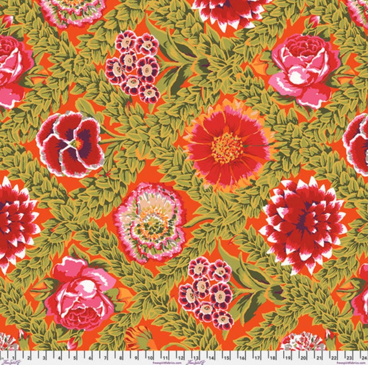 Kaffe Fassett Collective Fabric -  Flower Lattice PWGP011 CIRCUS -  100 % Quality Cotton by 1/4 Yd and YARDAGE