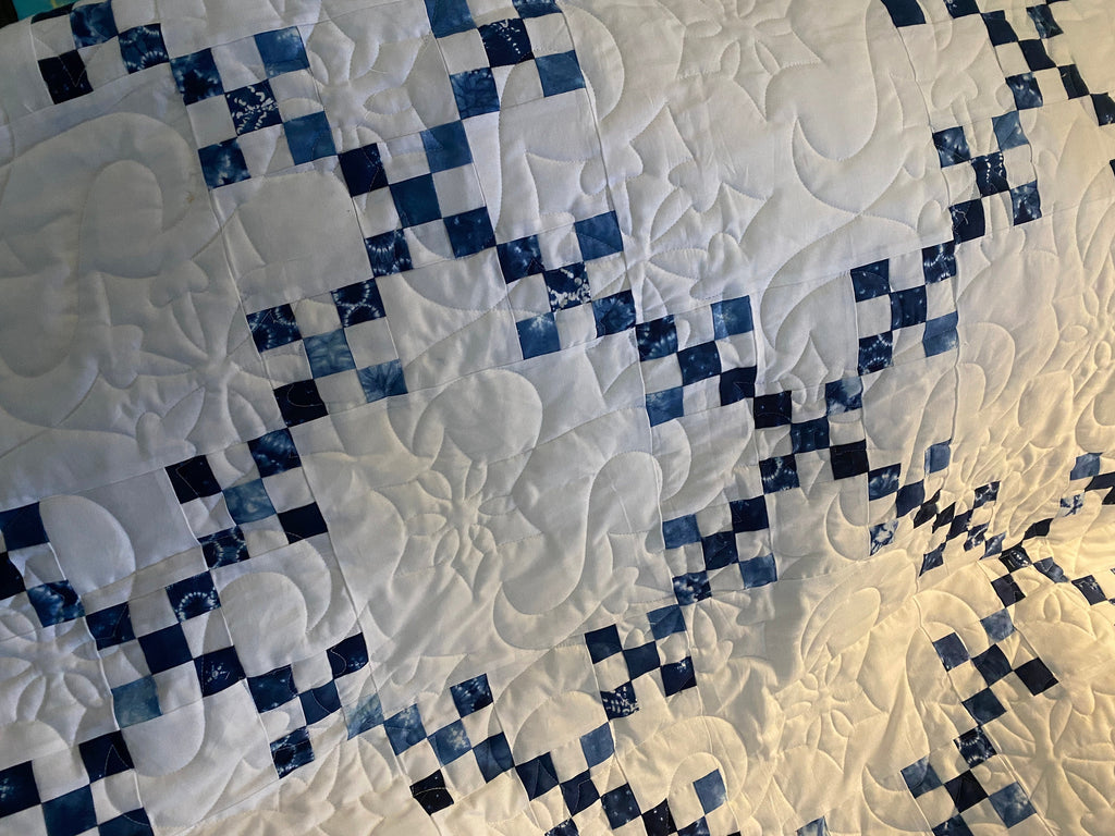 New! Shibori Irish Chain Heirloom Quilt  - Classic Quilt FINISHED -Fabric by Debbie Maddy Moda Fabrics - 87”x78” Quilt