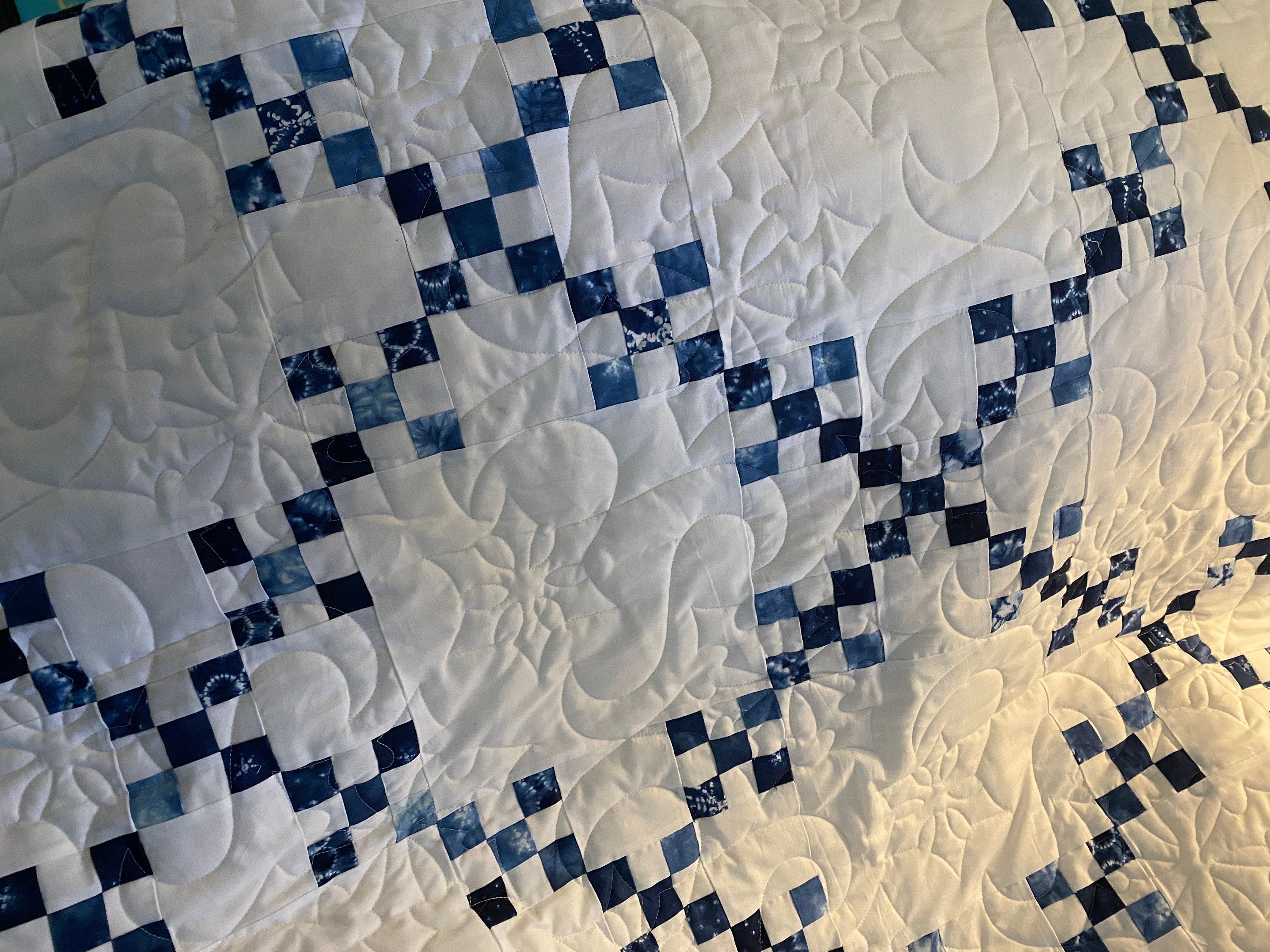 New! Shibori Irish Chain Heirloom Quilt  - Classic Quilt FINISHED -Fabric by Debbie Maddy Moda Fabrics - 87”x78” Quilt