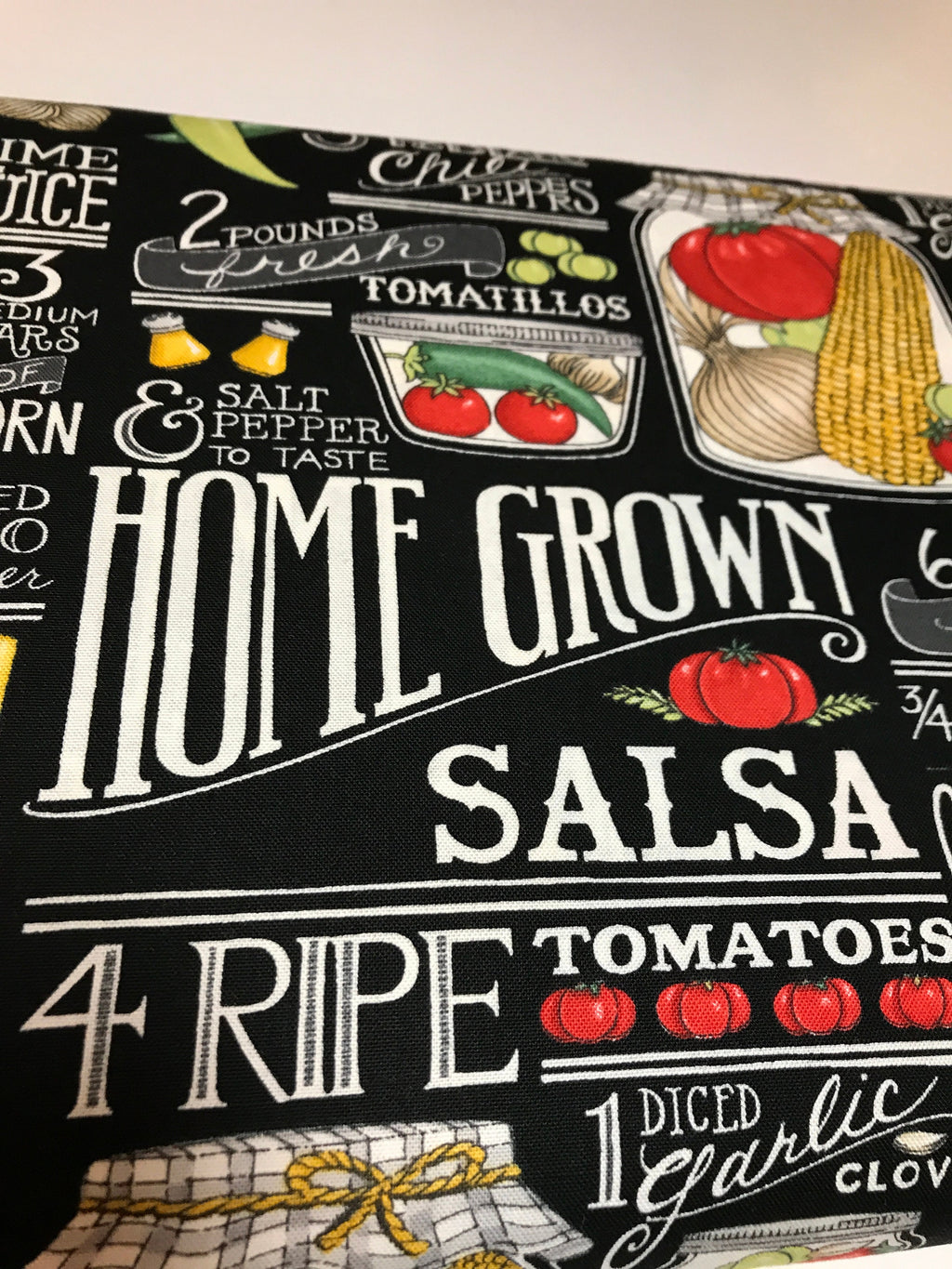 Garden Fabric - HOMEGROWN Salsa for Moda 19970 14 Recipes in Black Homegrown Salsa by Deb Strain Food Cooking - 100% Quality Cotton Yardage