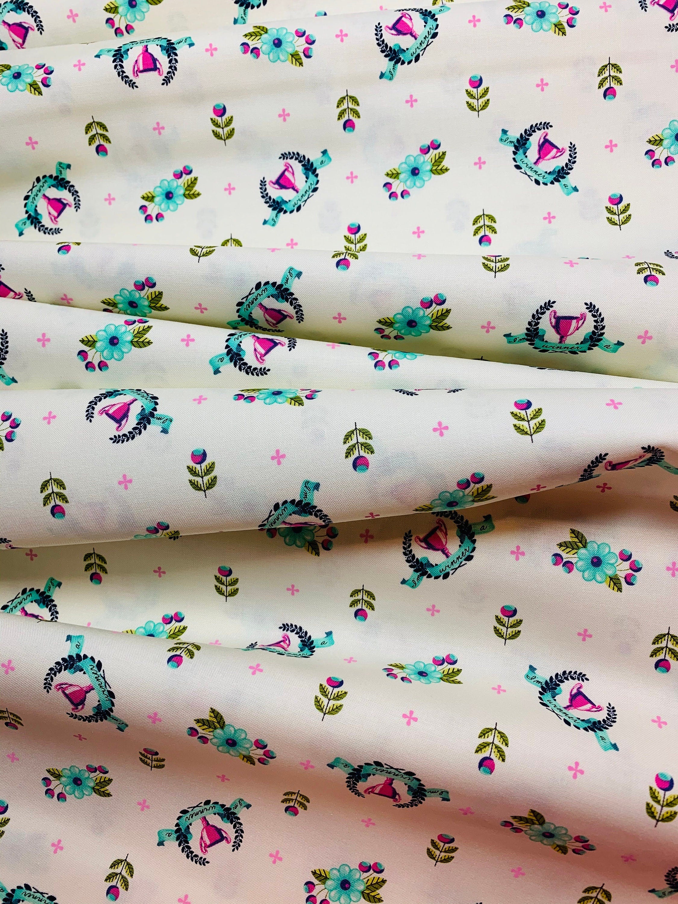 Tula Pink Fabric Slow and Steady - Winners Circle in Blue Raspberry - PWTP 089  -100% Quality Cotton by Yard up to Yardage - Rare and OOP