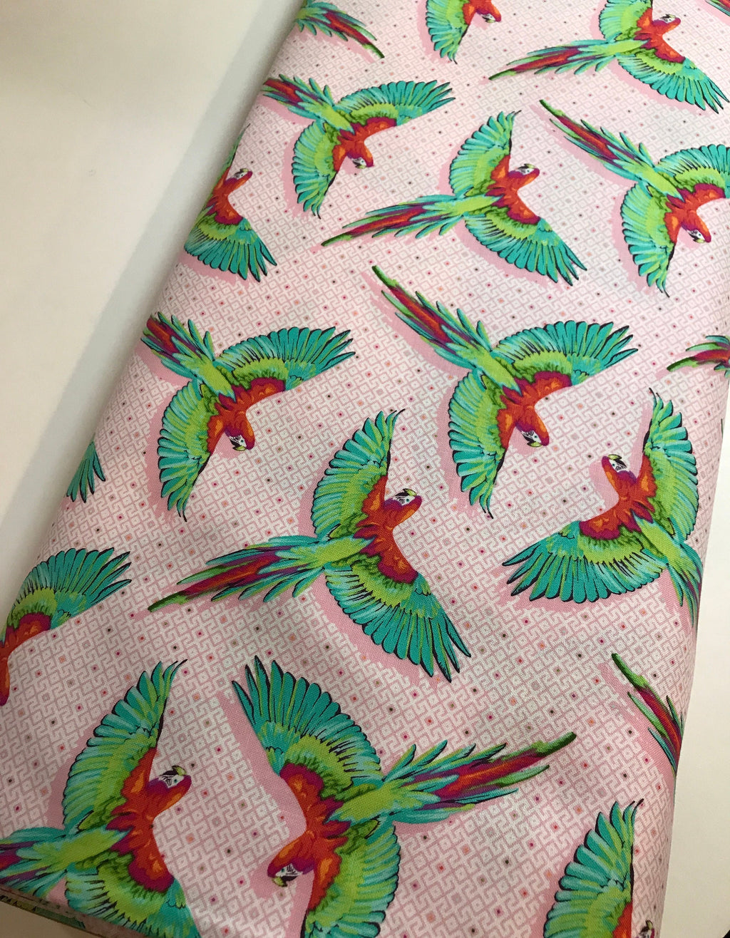 Tula Pink Fabric DAYDREAMER PWTP170 Macaw Ya Later in Dragonfruit Tula Pink Fabric - FreeSpirit - 100% Quality Cotton by 1/2 Yd and Yardage