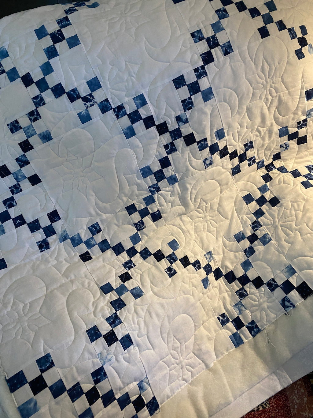 New! Shibori Irish Chain Heirloom Quilt  - Classic Quilt FINISHED -Fabric by Debbie Maddy Moda Fabrics - 87”x78” Quilt