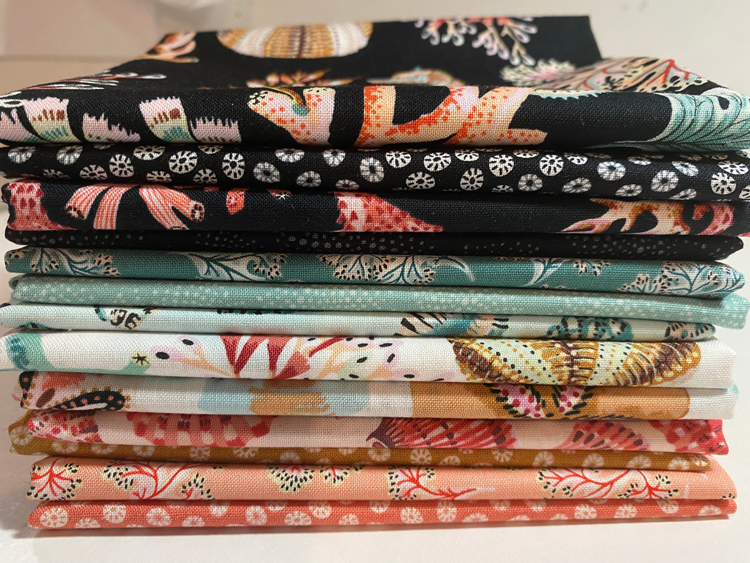 Sea Botanica FQ Bundle Fabric by Figo Tropical Ocean Seahorse  Florida Keys - Tropical Hawaiian Island OBX - 100% Quality Cotton 14 PC Fat 1/4 Bundle