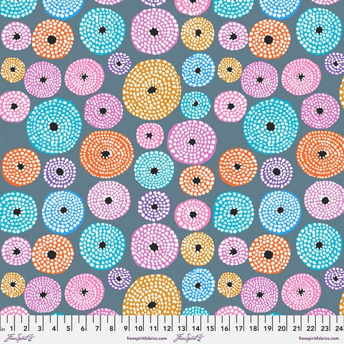 Kaffe Fassett Collective Fabric - DISKS in Grey - PWGP193.GREY - 100% Quality Cotton BY 1/2 Yards and Yardage