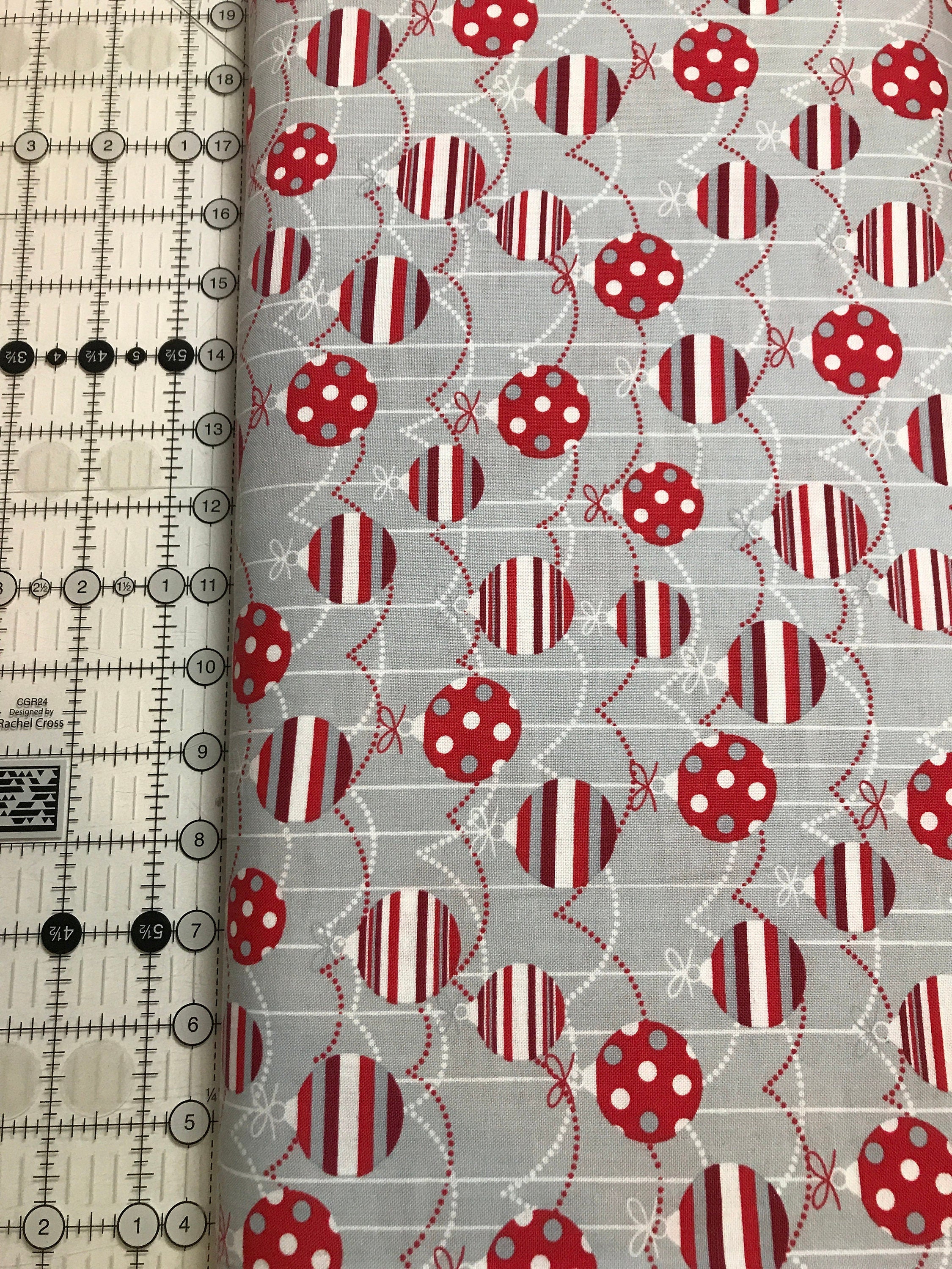 Christmas Holiday Fabric Ornaments In Color 913 - by the 1/4 Yd and Yardage