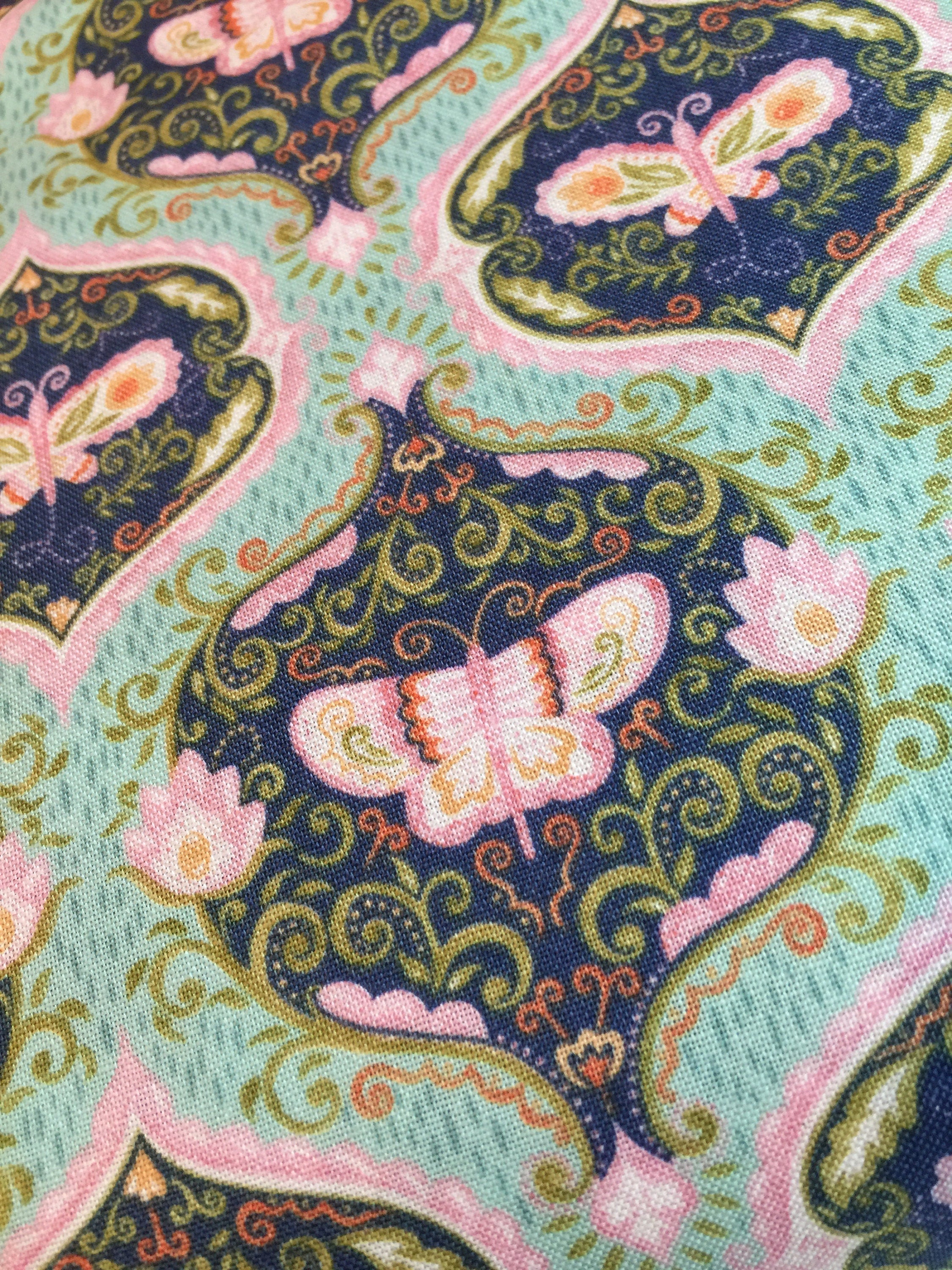 Moth Cameo Fabric Wings in Aqua - A Meadows Tale by Ana Davis-Blend Fabrics Moth Butterfly 113.114.03.2 Cameo F1004-100% Quality Cotton