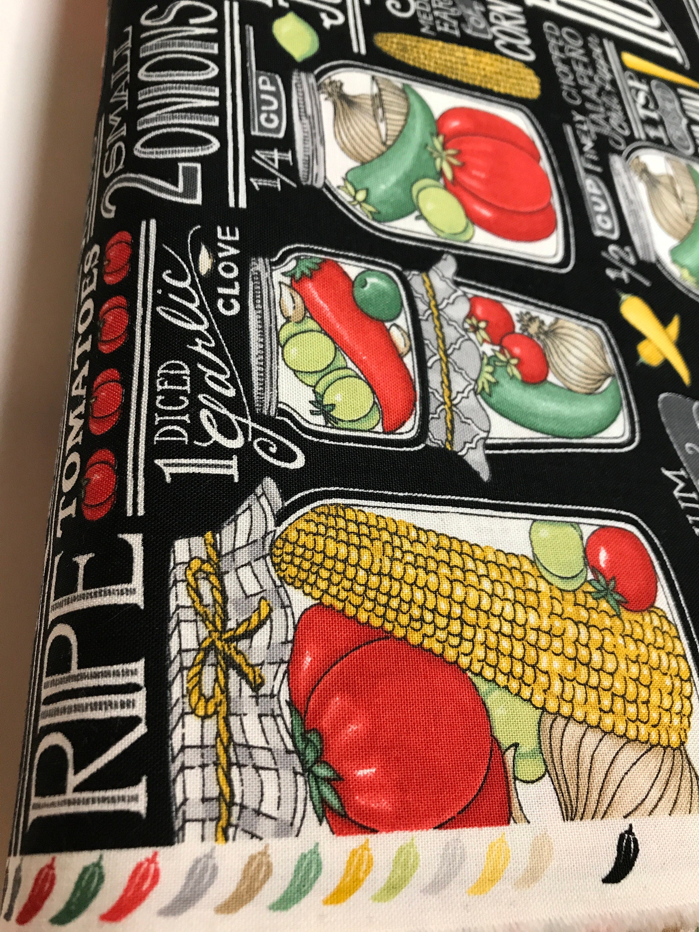 Garden Fabric - HOMEGROWN Salsa for Moda 19970 14 Recipes in Black Homegrown Salsa by Deb Strain Food Cooking - 100% Quality Cotton Yardage