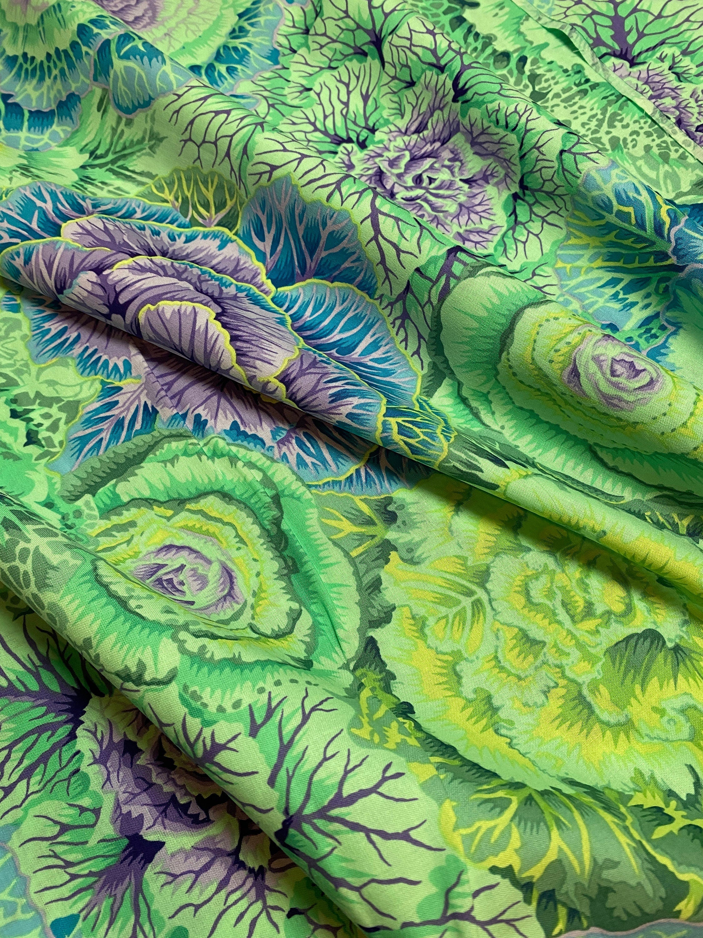 Kaffe Fassett Fabric - PWP J051  BRASSICA in GREEN - Collective is Phillip Jacobs-  - 100% Quality Cotton - Fat 1/4, 1/2 Yard, Yard and Yardage