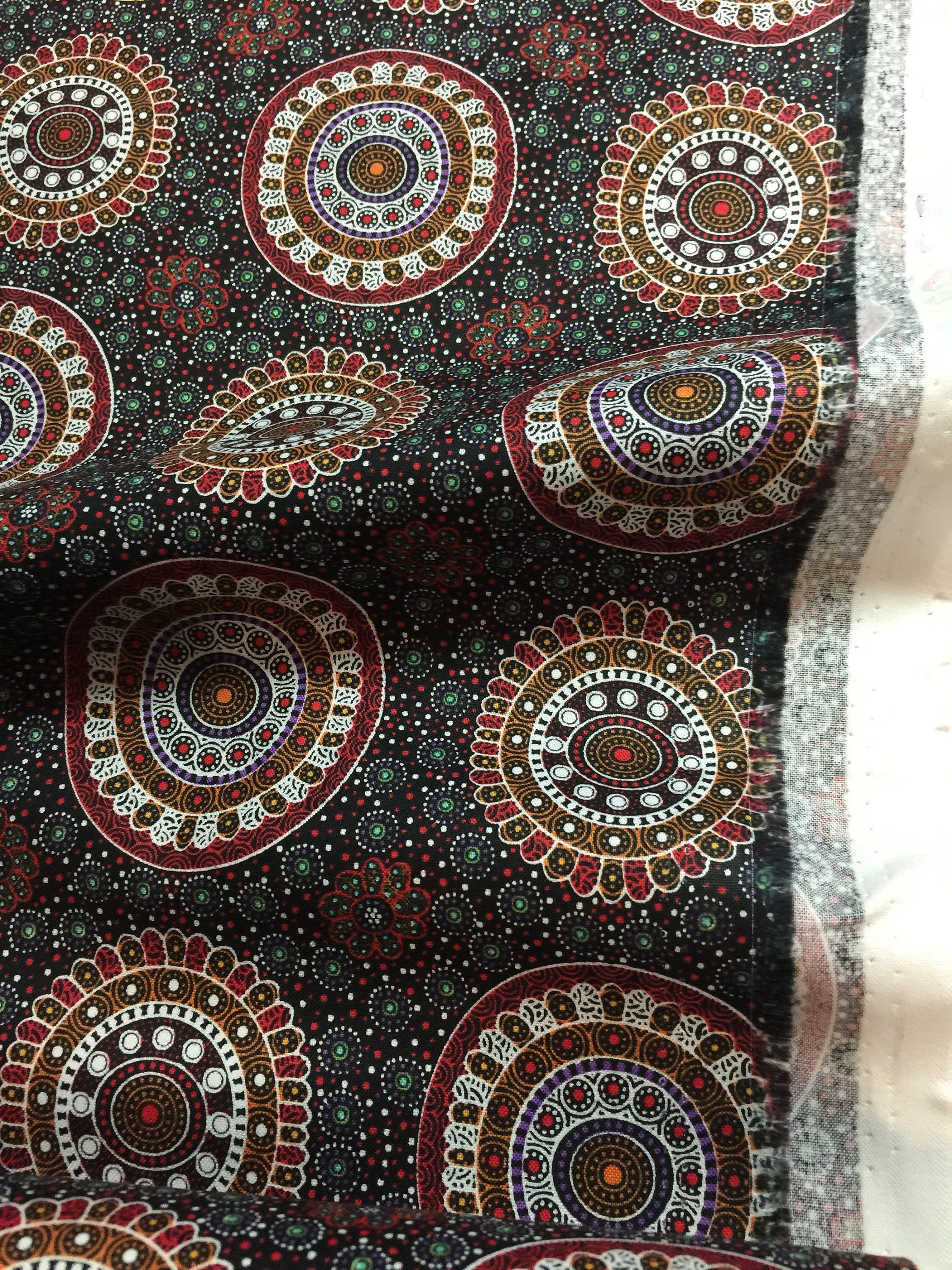 Australian Fabric - Alura Seed Dreaming in Red by M & S Textiles - Aboriginal- 100% Quality Cotton - by the Yd and Yardage