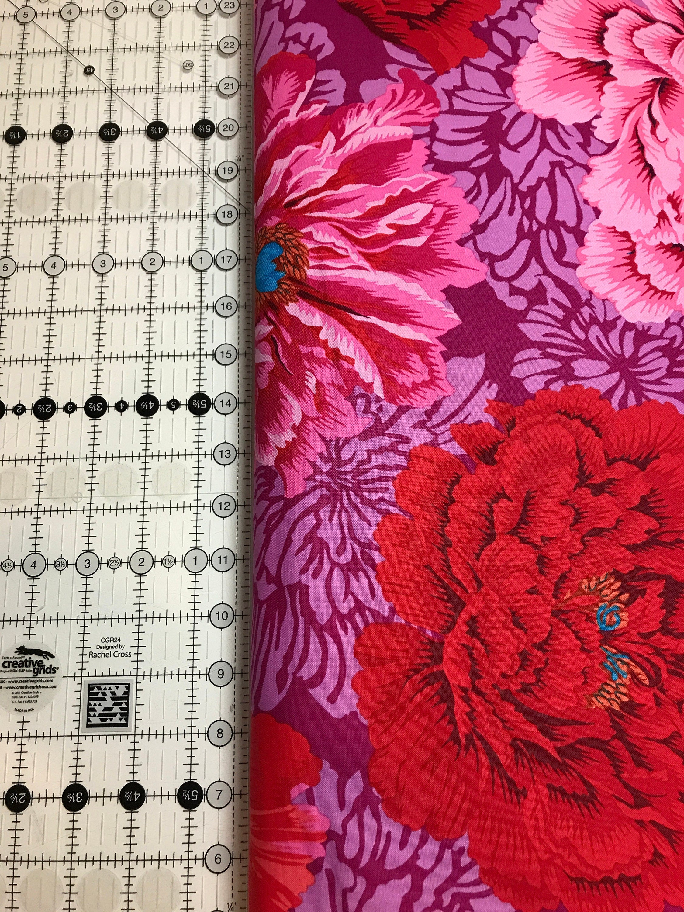Kaffe Fassett Fabric- Brocade Peony PWPJ062.HOT Spring Collective 2021 by FreeSpirit - 100%  Quality Cotton - by Fat 1/2 Yd and YARDAGE