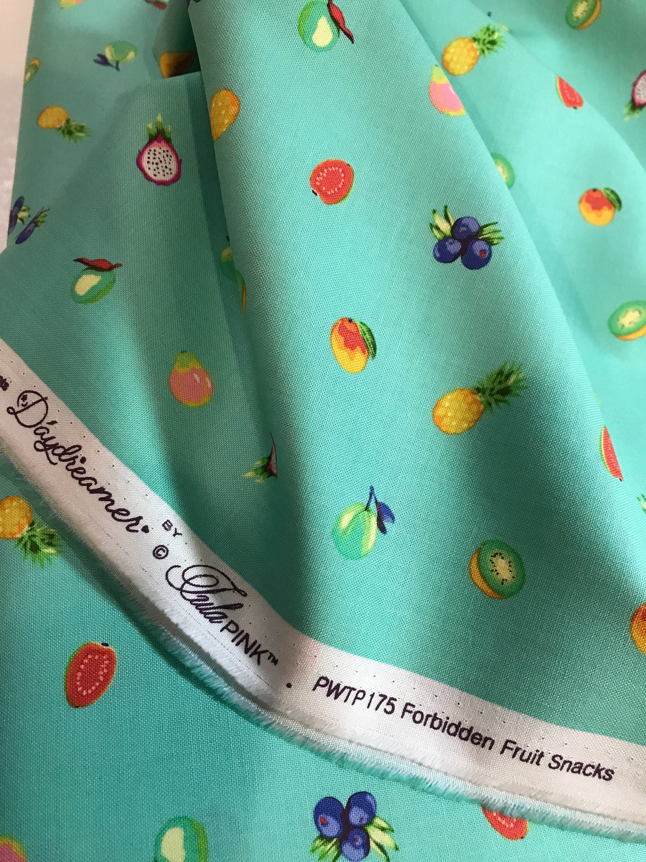 Tula Pink Fabric  DAYDREAMER PWTP175 Forbidden Fruit Snacks in Mojito - FreeSpirit - 100% Quality Cotton by 1/2 Yd and Yardage