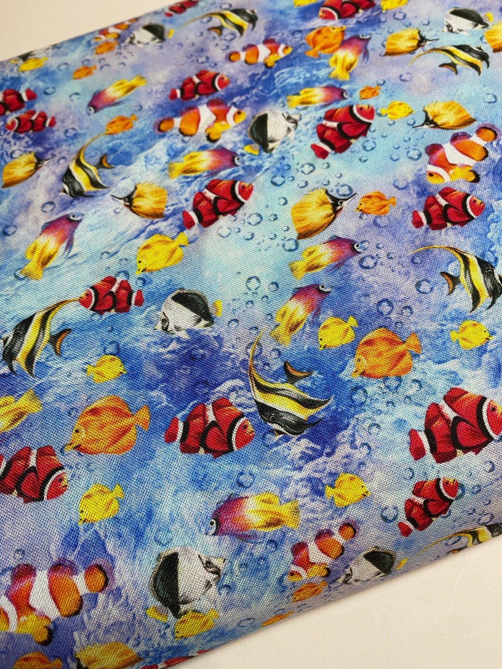 Coral Fish Fabric - Angel Fish - The Reef - FISHIES in Light Blue Oasis - Clown Fish Beach OA593832-100% Quality Cotton -by Yard and Yardage