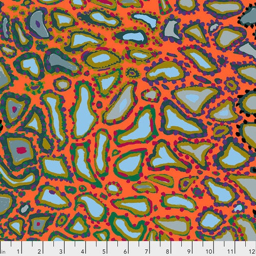Kaffe Fassett Fabric- Animal in Orange - PWBM076.ORANGE by FreeSpirit - 100%  Quality Cotton - by FQ and YARDAGE
